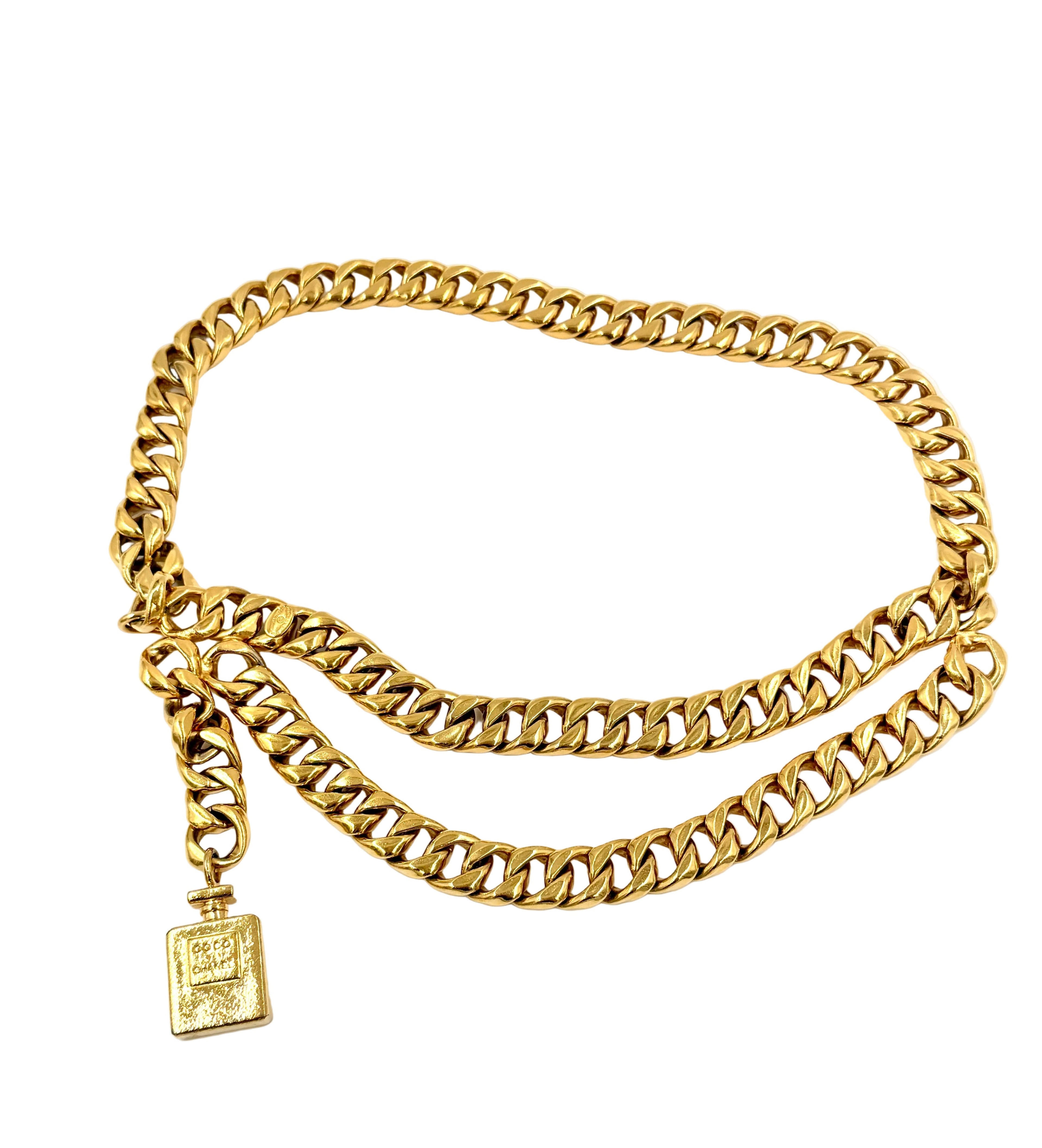 Pre-Owned Chanel Gold Perfume Bottle Chain Belt Small