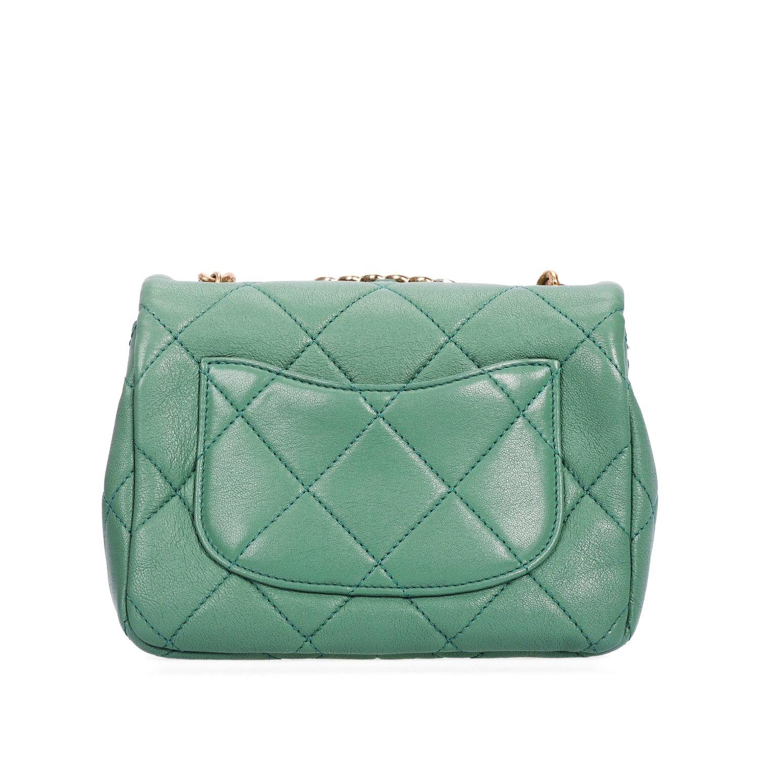 Pre-owned Chanel Green 2023 Mini Oval Handle Flap Bag Microchipped - Authentic