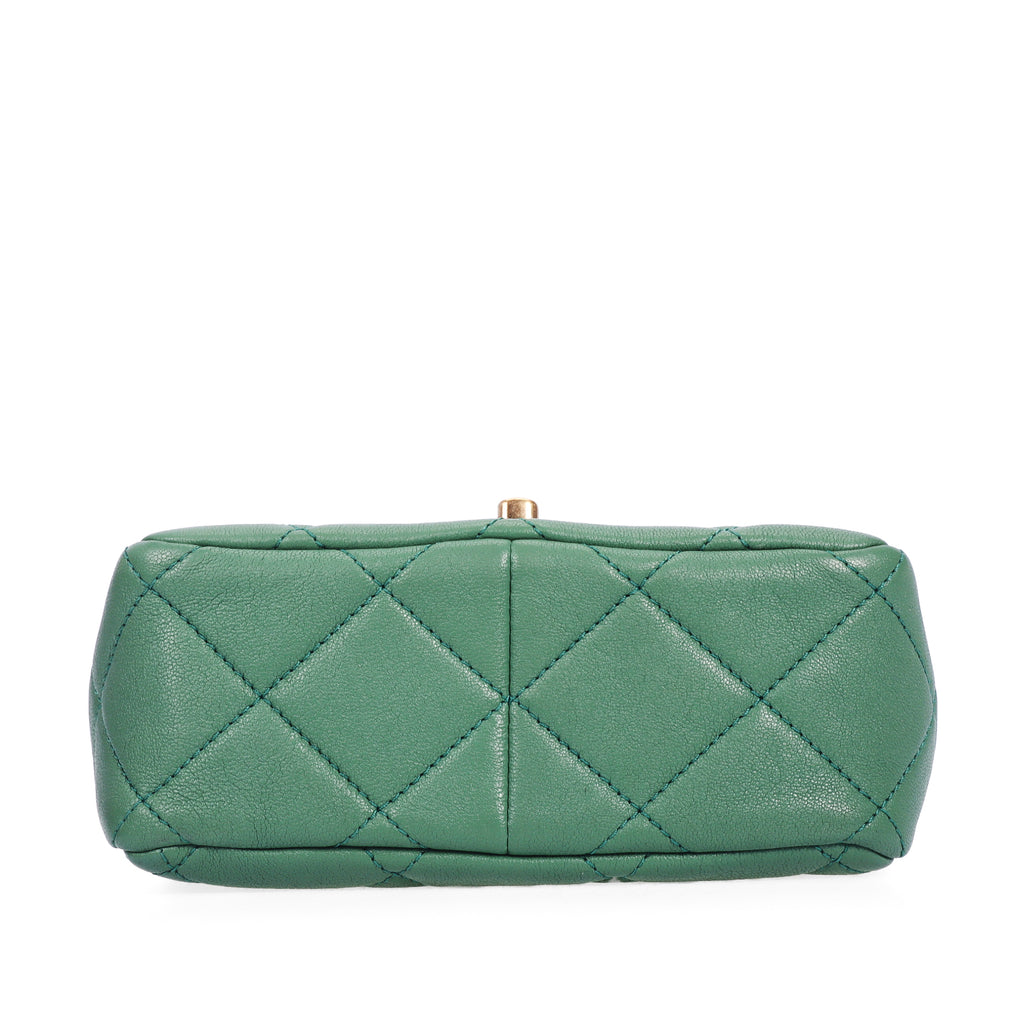 Pre-owned Chanel Green 2023 Mini Oval Handle Flap Bag Microchipped - Authentic