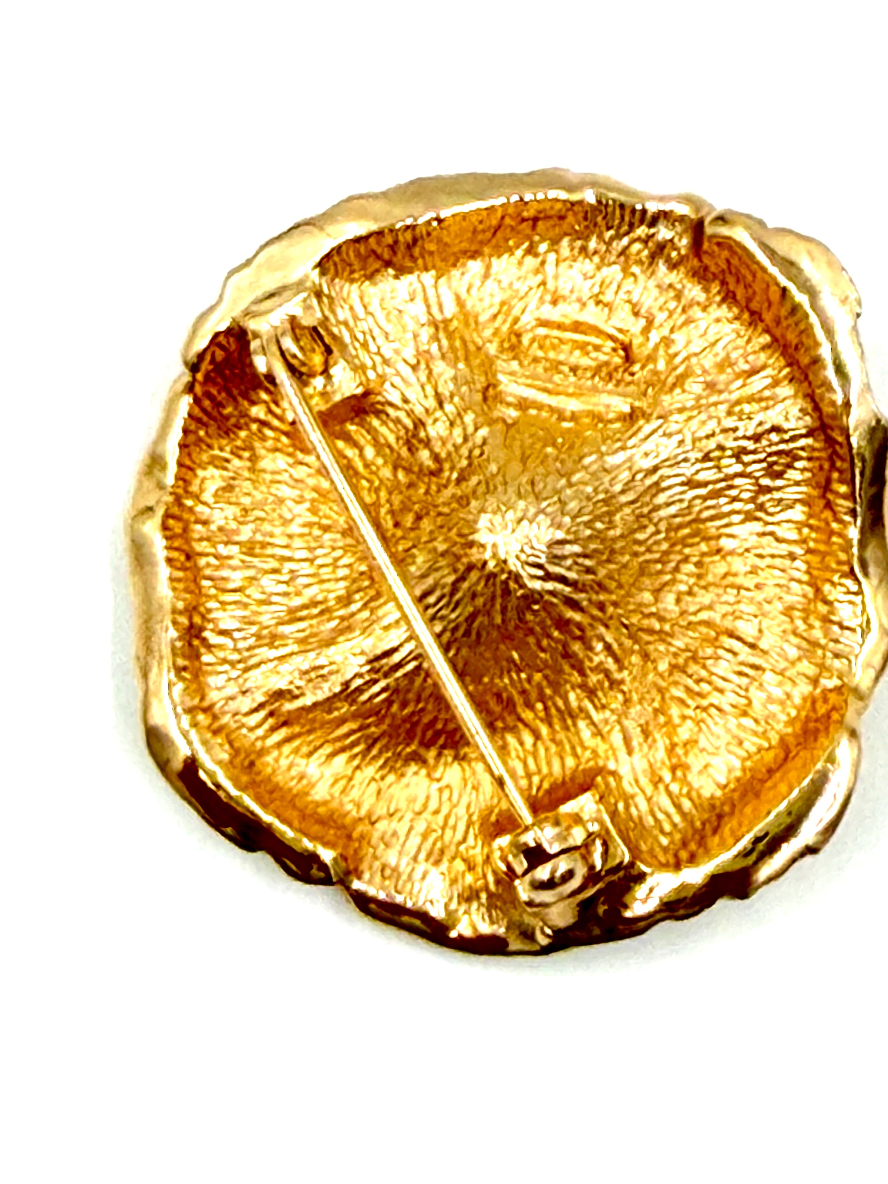 Pre-Owned Vintage Christian Dior Gold Plated Flower Brooch - Authenticated