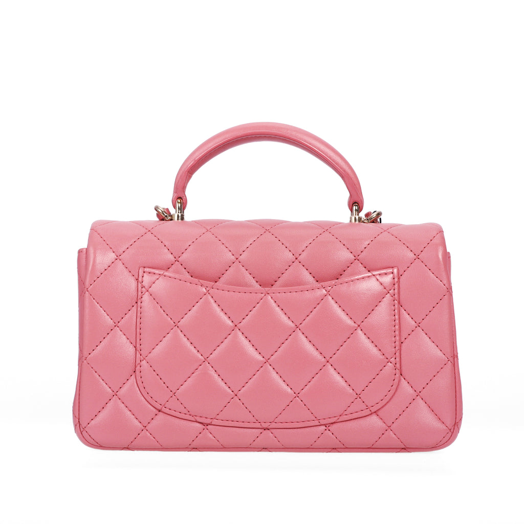 Pre-Owned Chanel Mini Flap Top Handle Bag Pink Gold Hardware - Authenticated