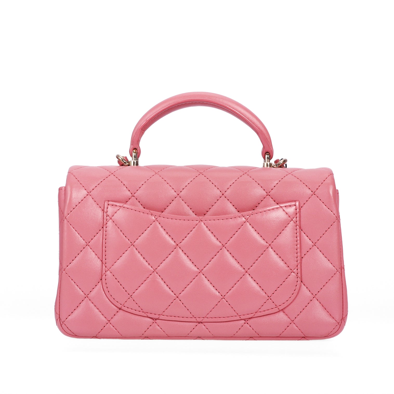 Pre-Owned Chanel Mini Flap Top Handle Bag Pink Gold Hardware - Authenticated