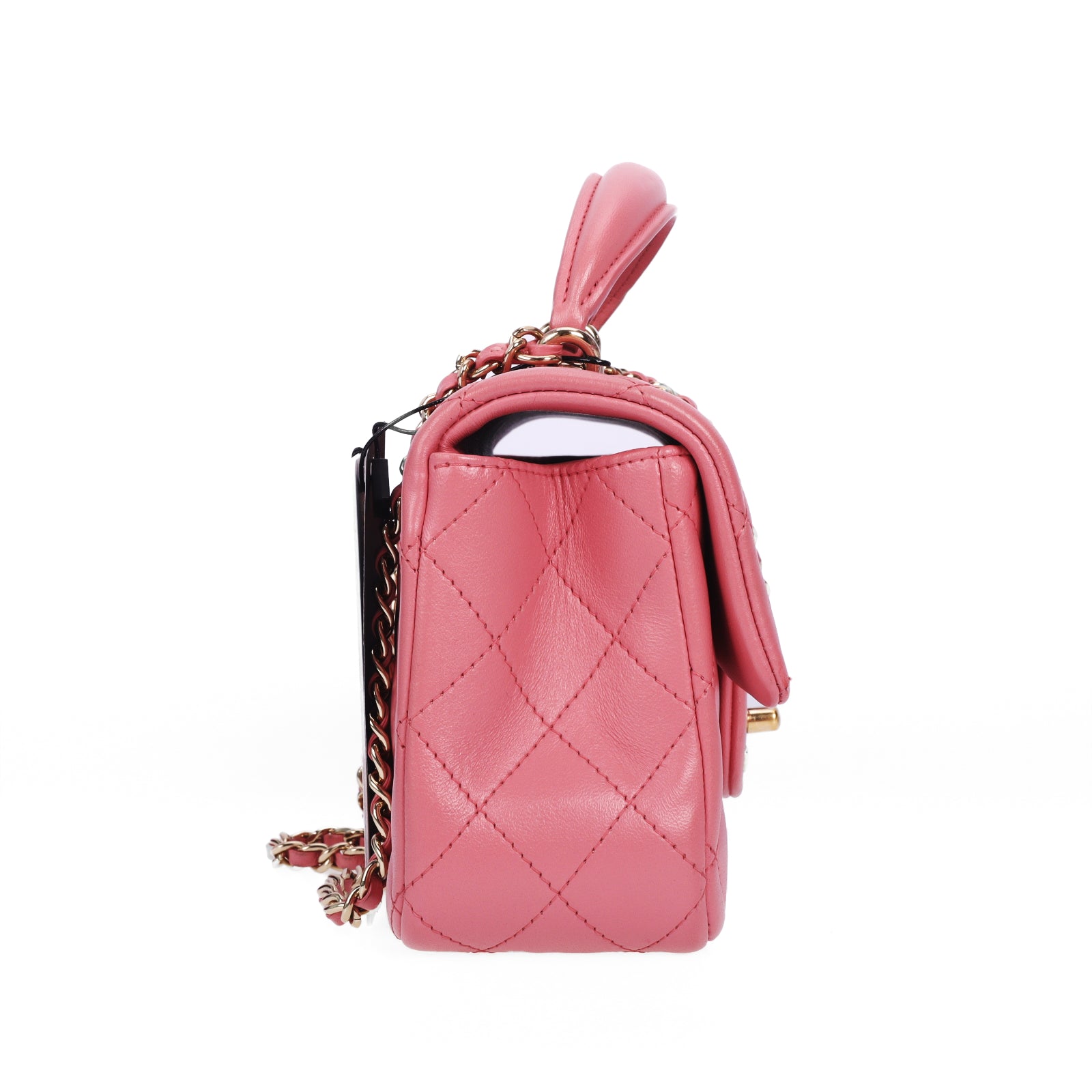 Pre-Owned Chanel Mini Flap Top Handle Bag Pink Gold Hardware - Authenticated