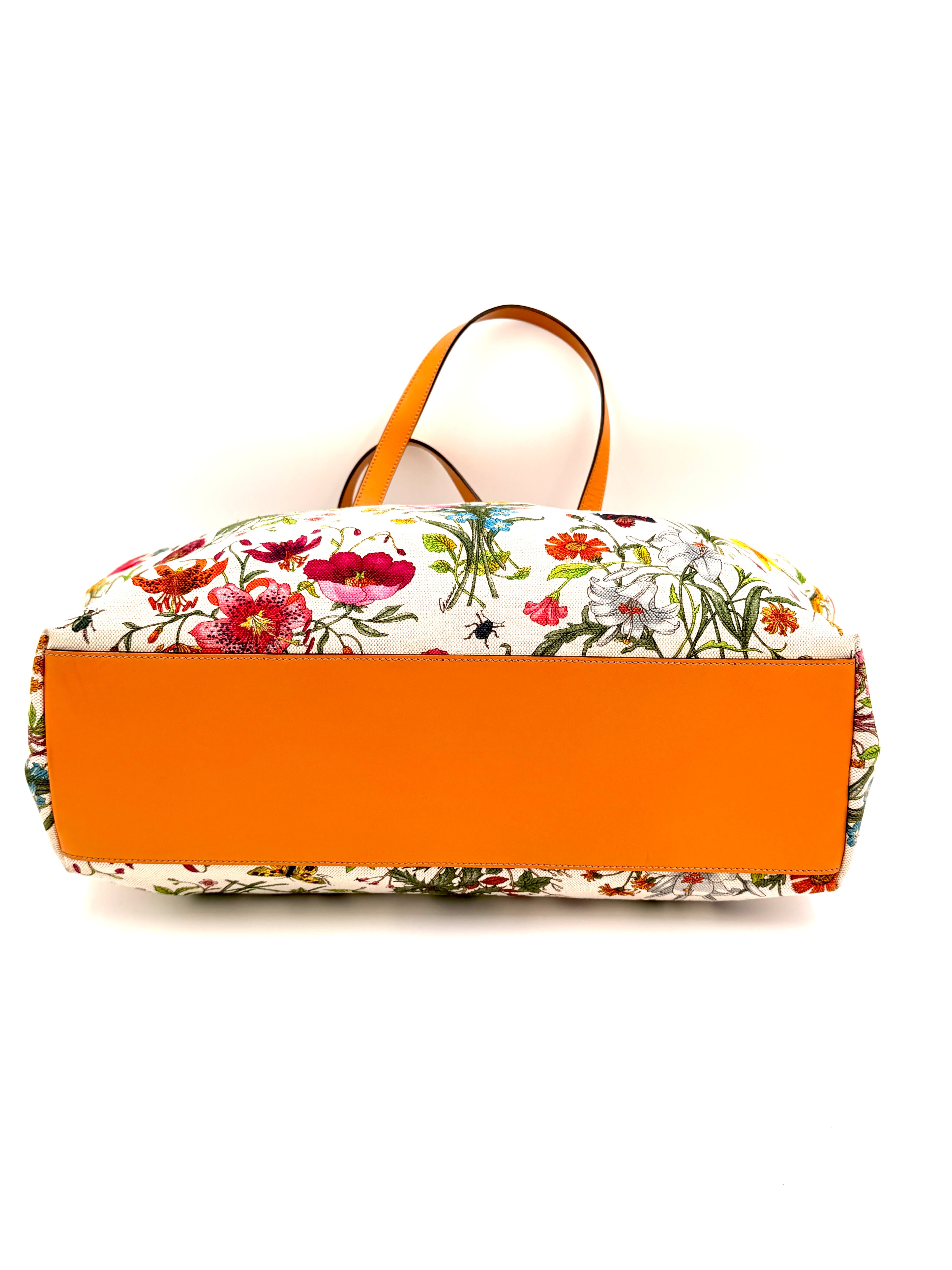 Pre-Owned Gucci Botanical Floral Canvas Print XL Tote Bag - Authenticated