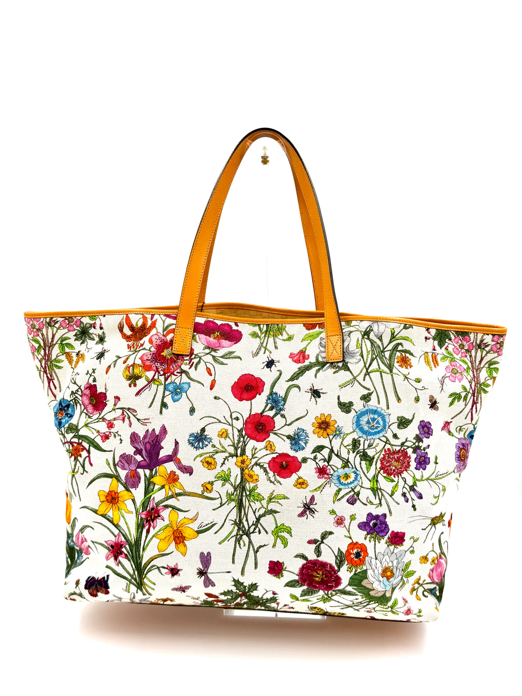 Pre-Owned Gucci Botanical Floral Canvas Print XL Tote Bag - Authenticated