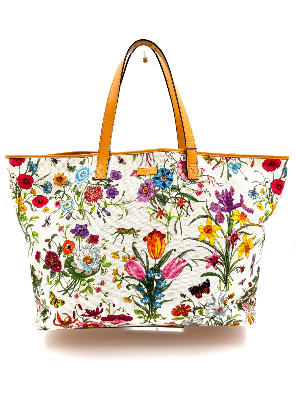 Pre-Owned Gucci Botanical Floral Canvas Print XL Tote Bag - Authenticated