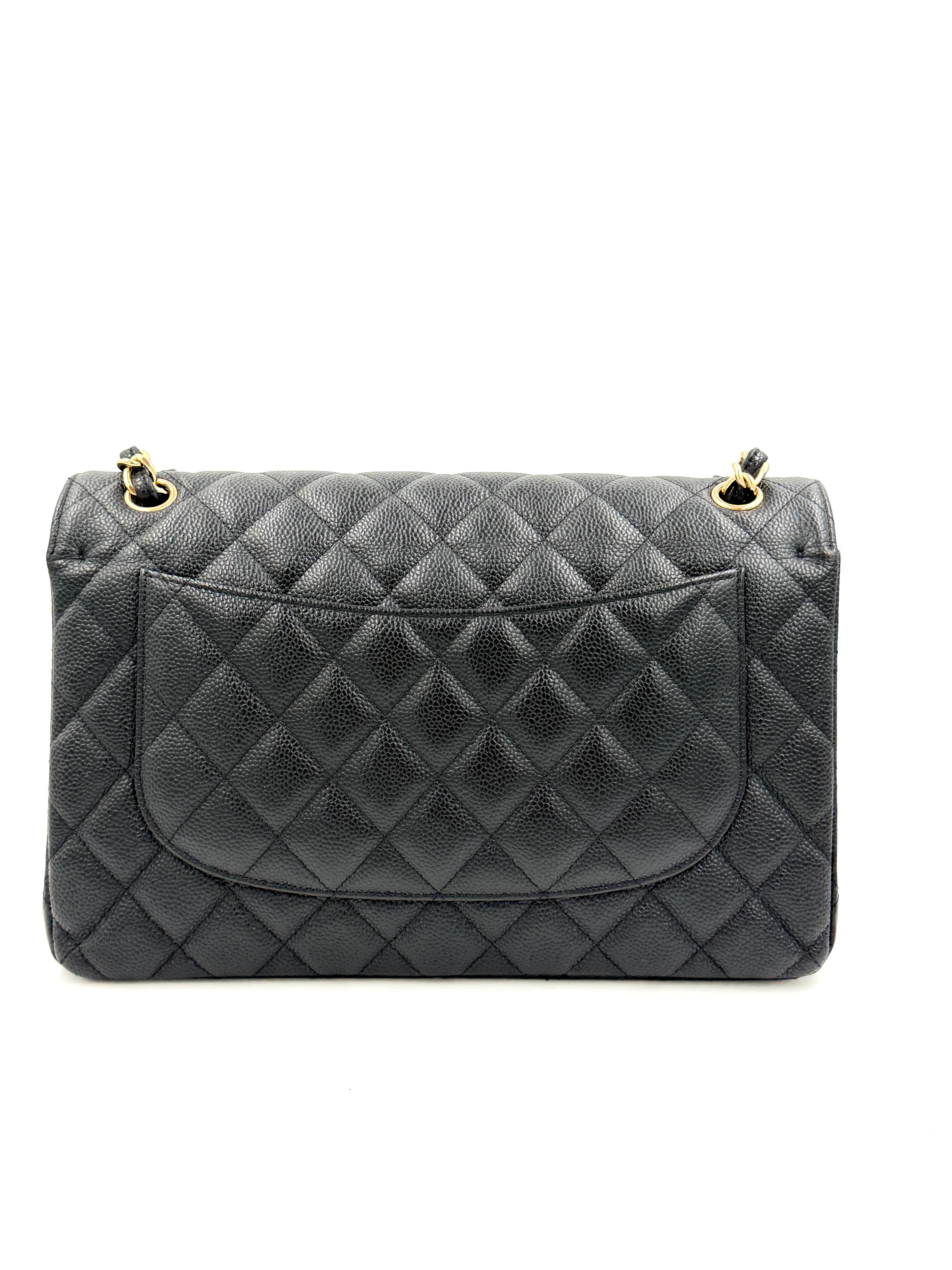 Pre-owned Chanel Black Caviar Jumbo Double Flap Gold Hardware - Authenticated