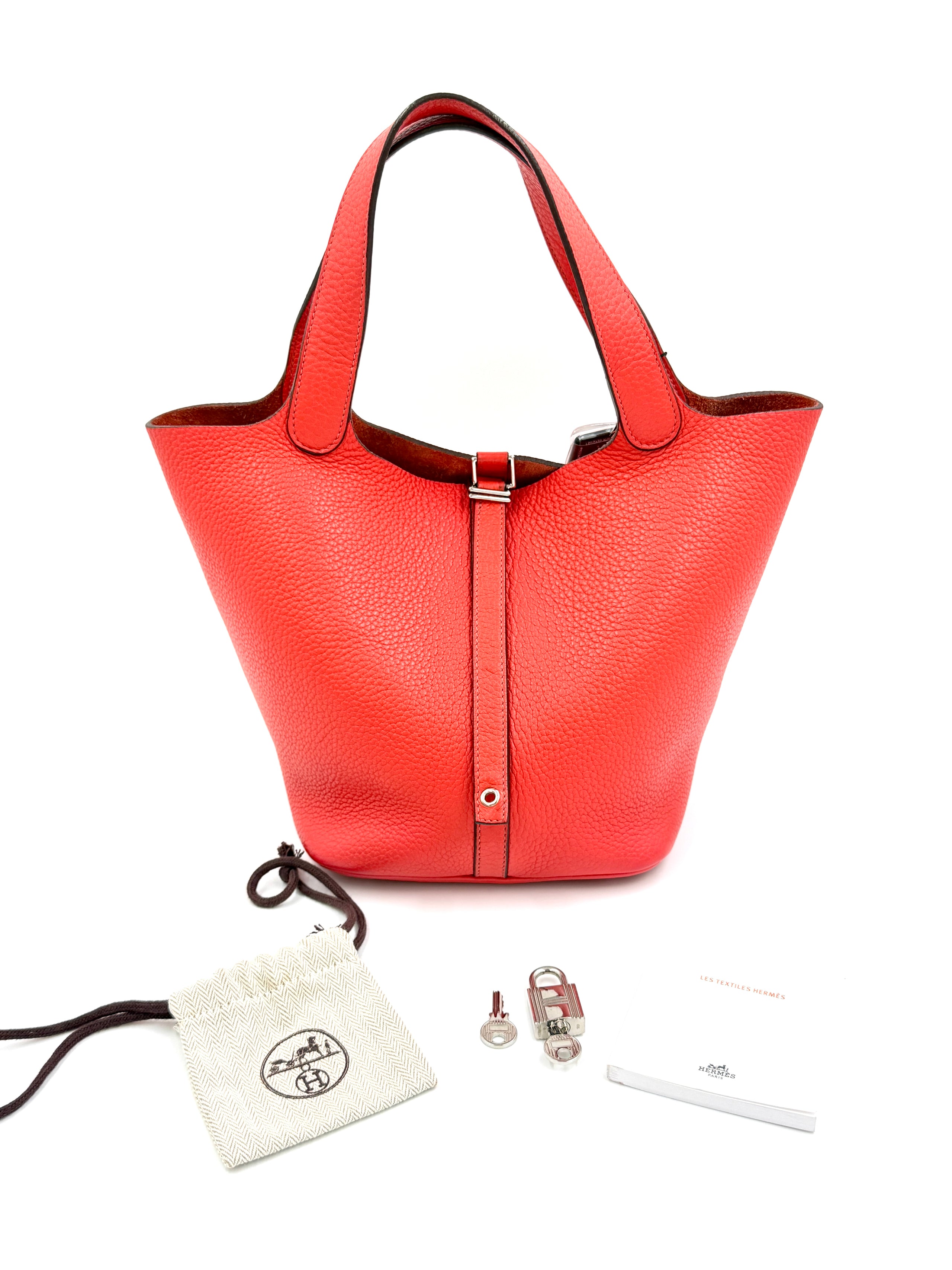 Pre-Owned Hermes Picotin 18 PM Rose Jaipur Taurillon Clemence Lock Bag - Authenticated