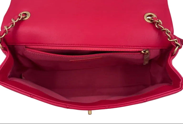 Pre-owned Chanel Medium In The Loop Red Quilted Lambskin Leather Flap - Authenticated
