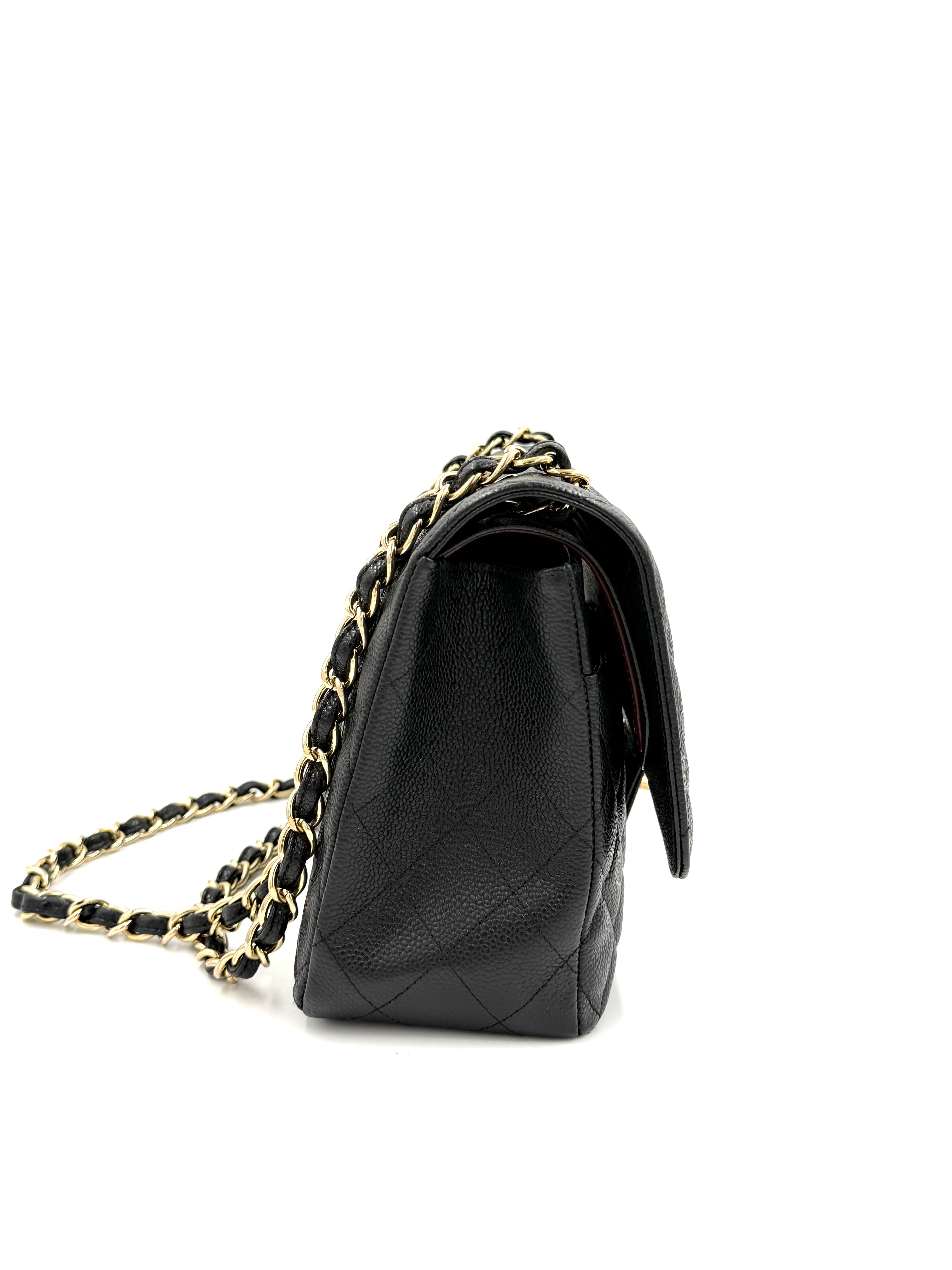 Pre-owned Chanel Black Caviar Jumbo Double Flap Gold Hardware - Authenticated
