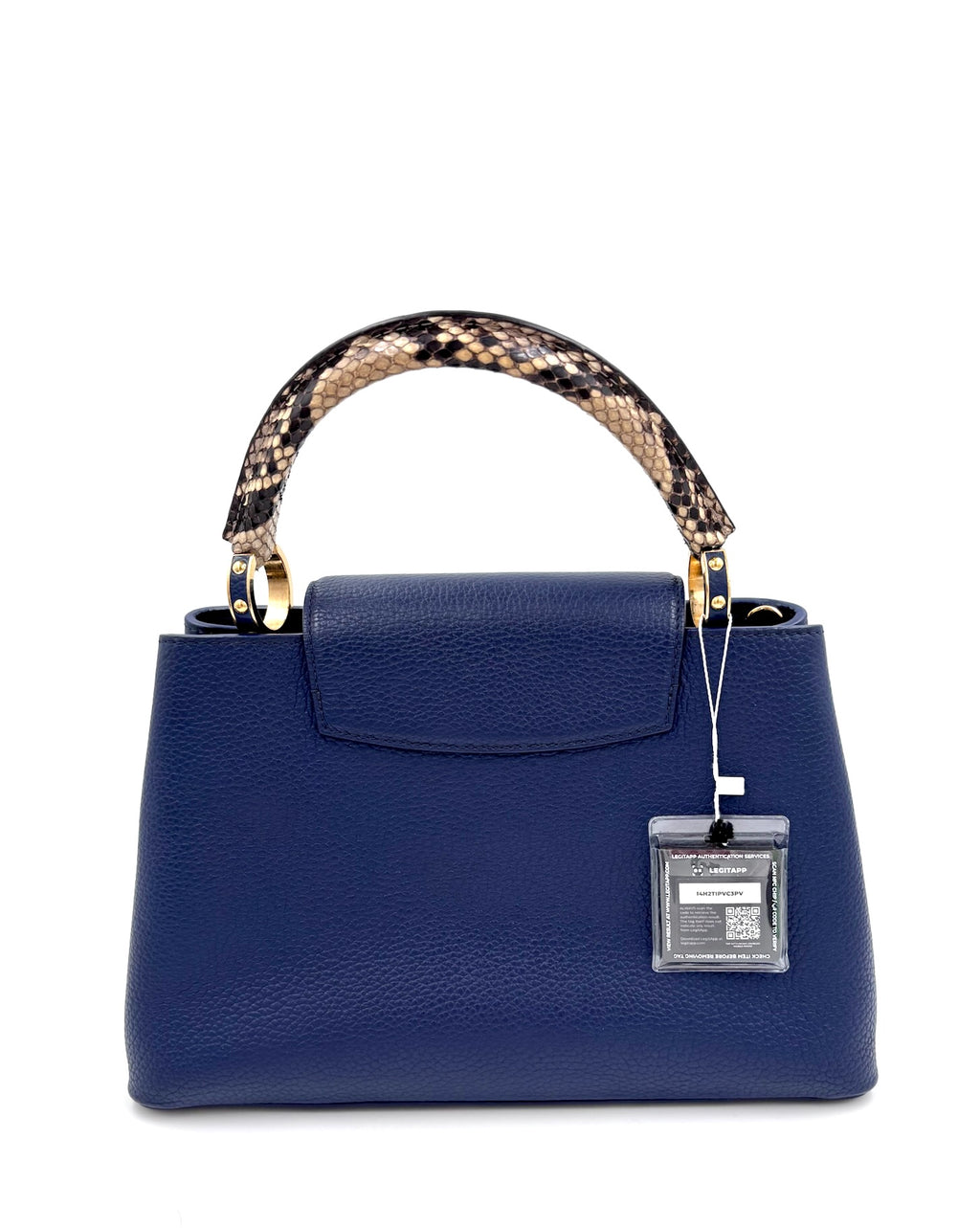 Pre-owned Louis Vuitton Capucines MM Navy Taurillon Python Handle - Authenticated