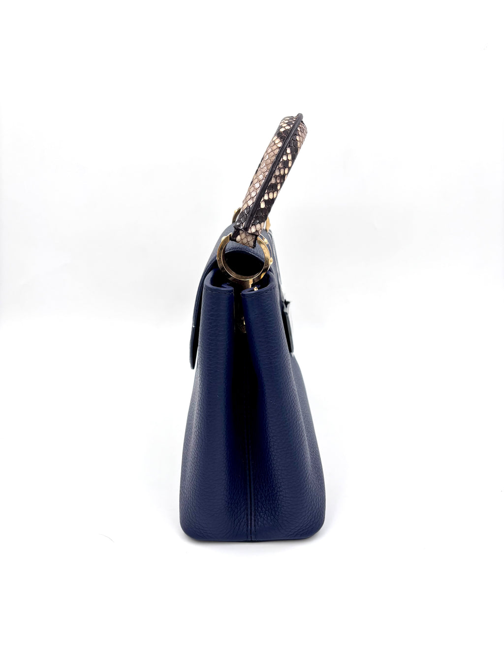 Pre-owned Louis Vuitton Capucines MM Navy Taurillon Python Handle - Authenticated