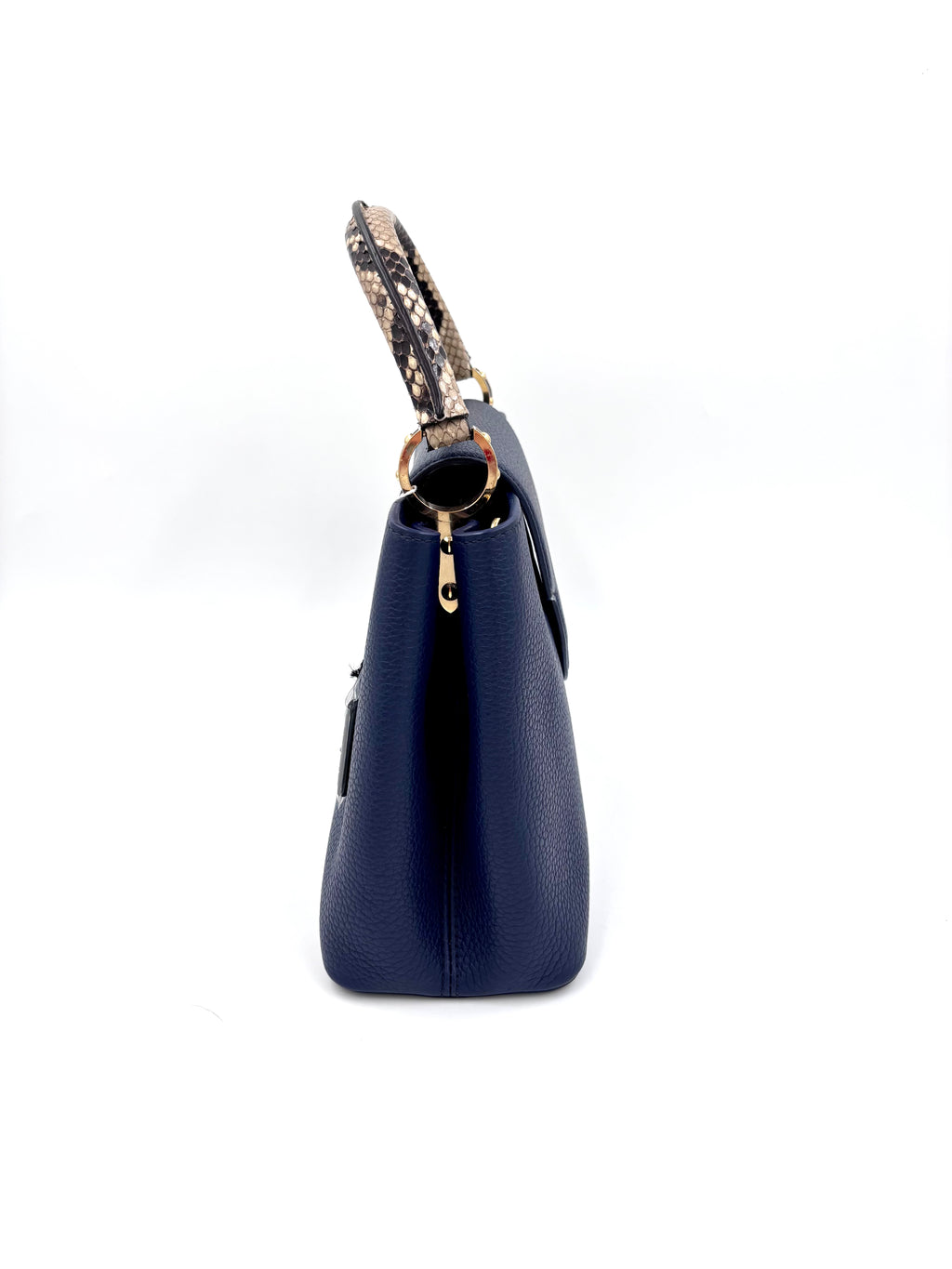 Pre-owned Louis Vuitton Capucines MM Navy Taurillon Python Handle - Authenticated