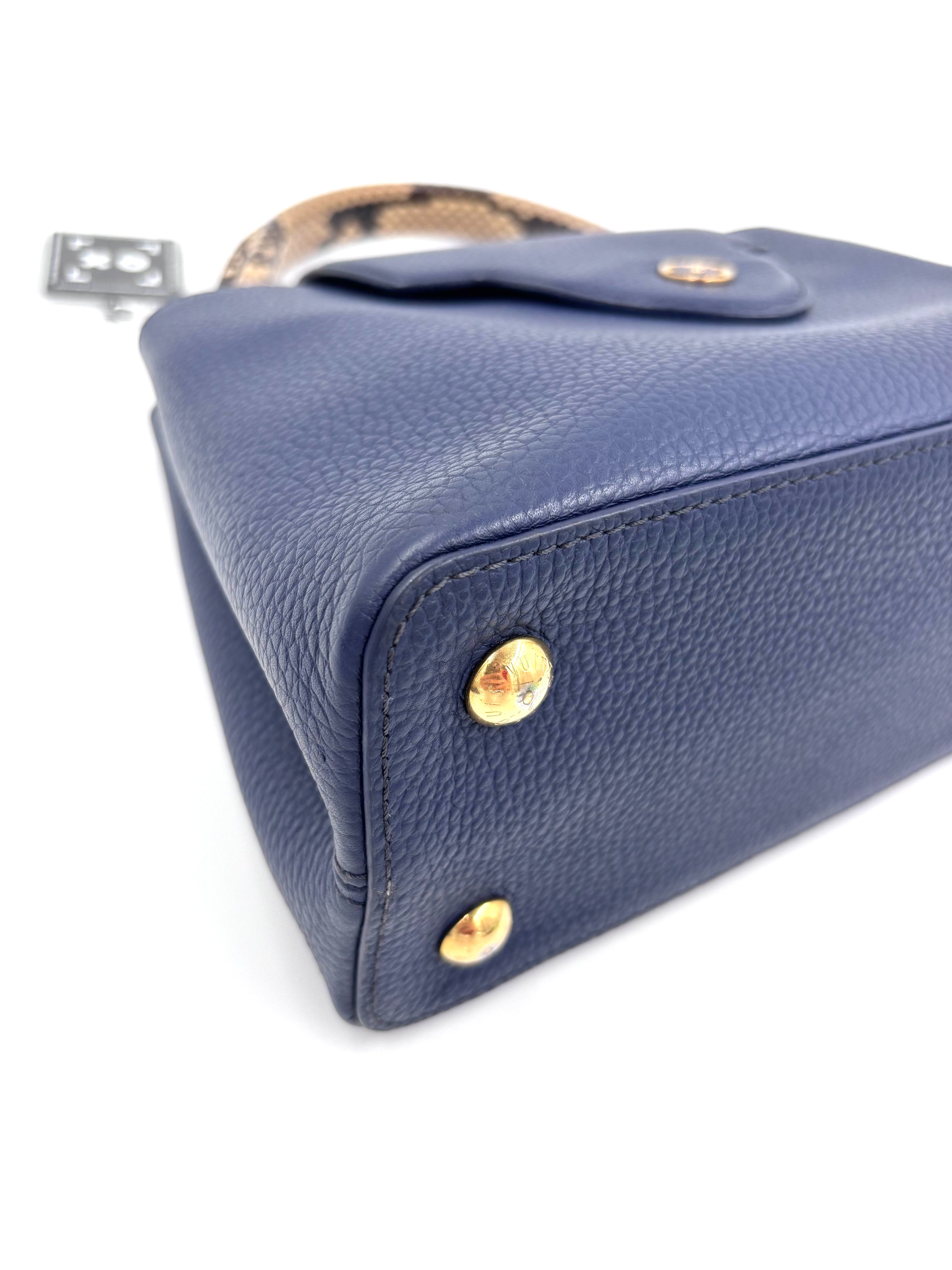 Pre-owned Louis Vuitton Capucines MM Navy Taurillon Python Handle - Authenticated
