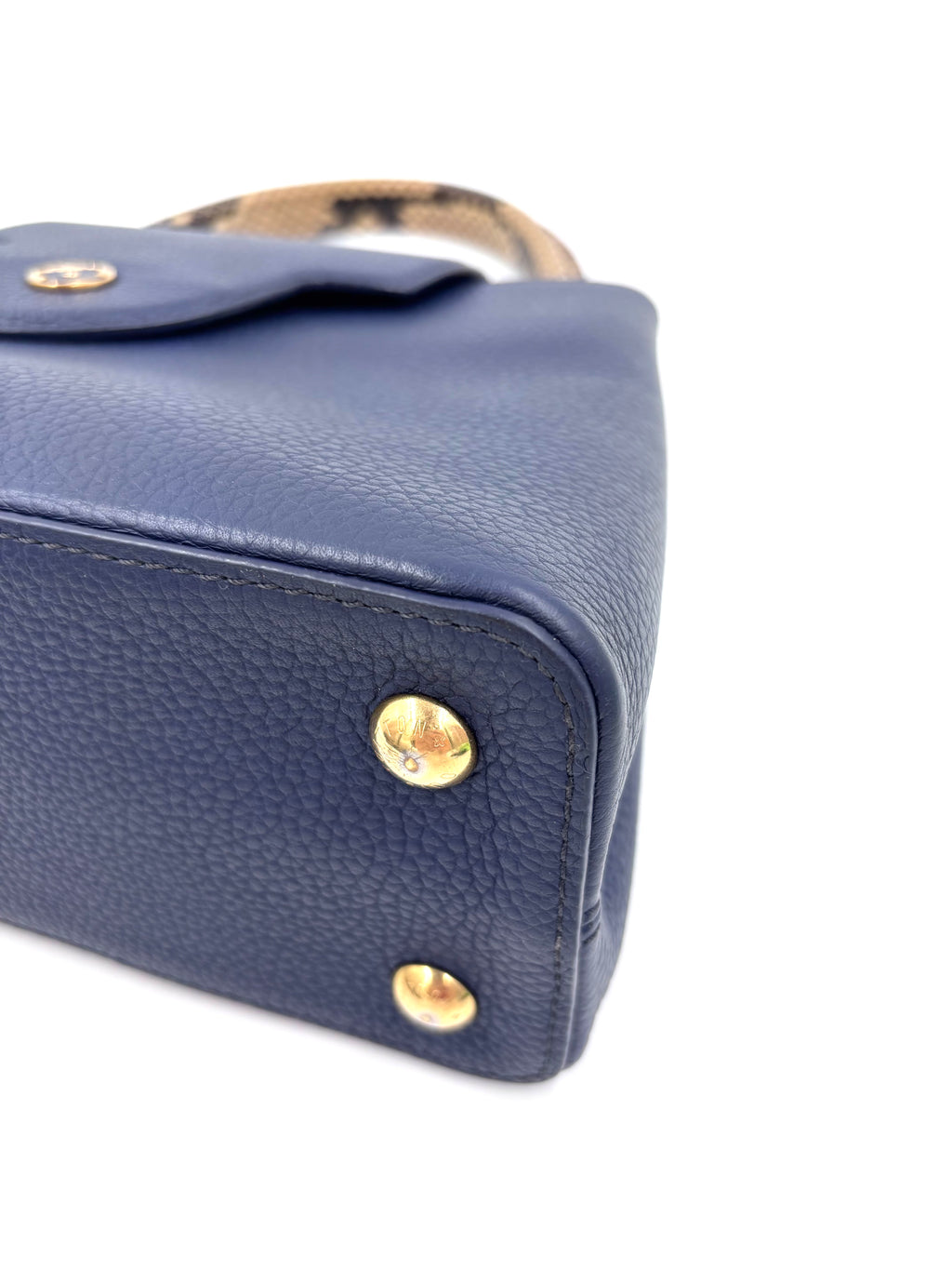 Pre-owned Louis Vuitton Capucines MM Navy Taurillon Python Handle - Authenticated