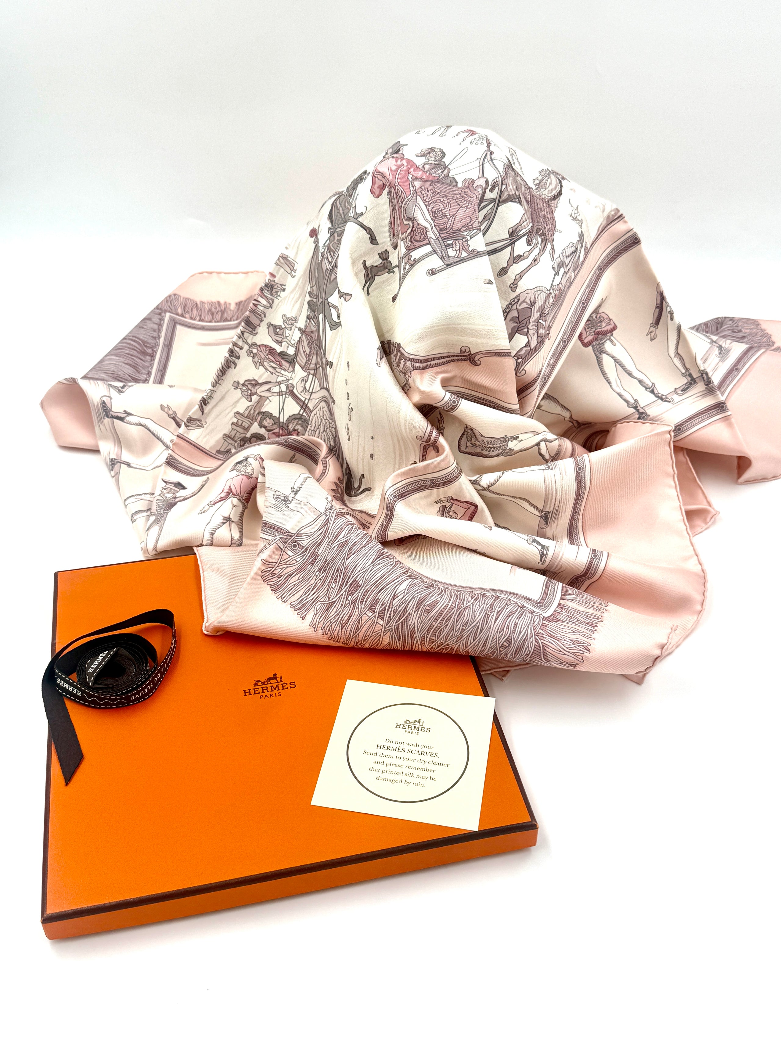 Pre-owned Hermès Plaisirs Du Froid Silk Scarf and Box