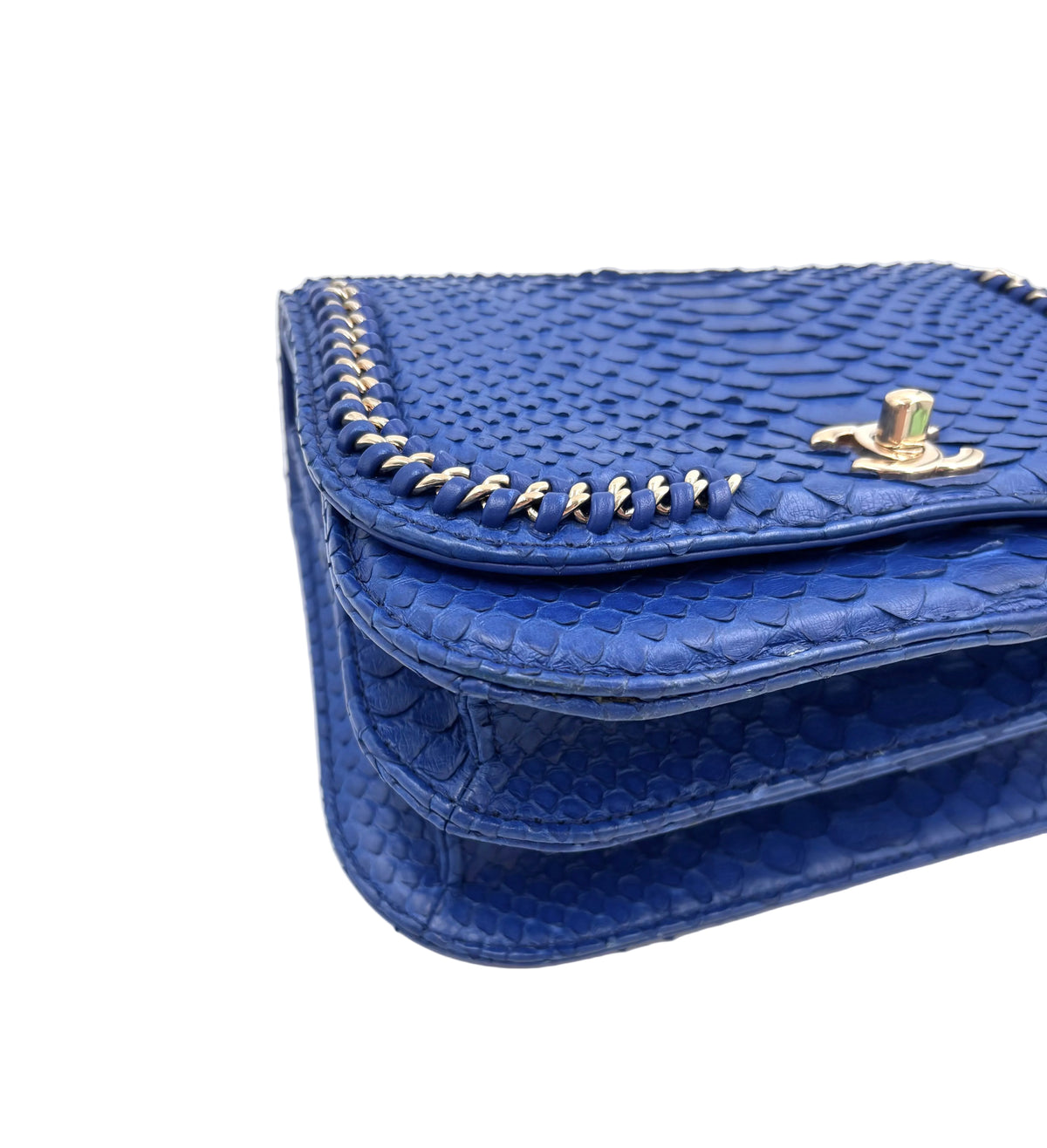 Pre-owned Chanel Braided Chic Python Flap Bag in Blue - Authenticated