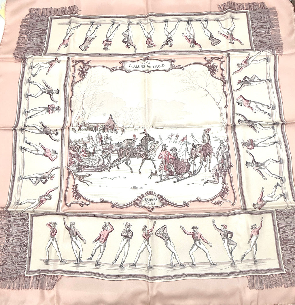 Pre-owned Hermès Plaisirs Du Froid Silk Scarf and Box