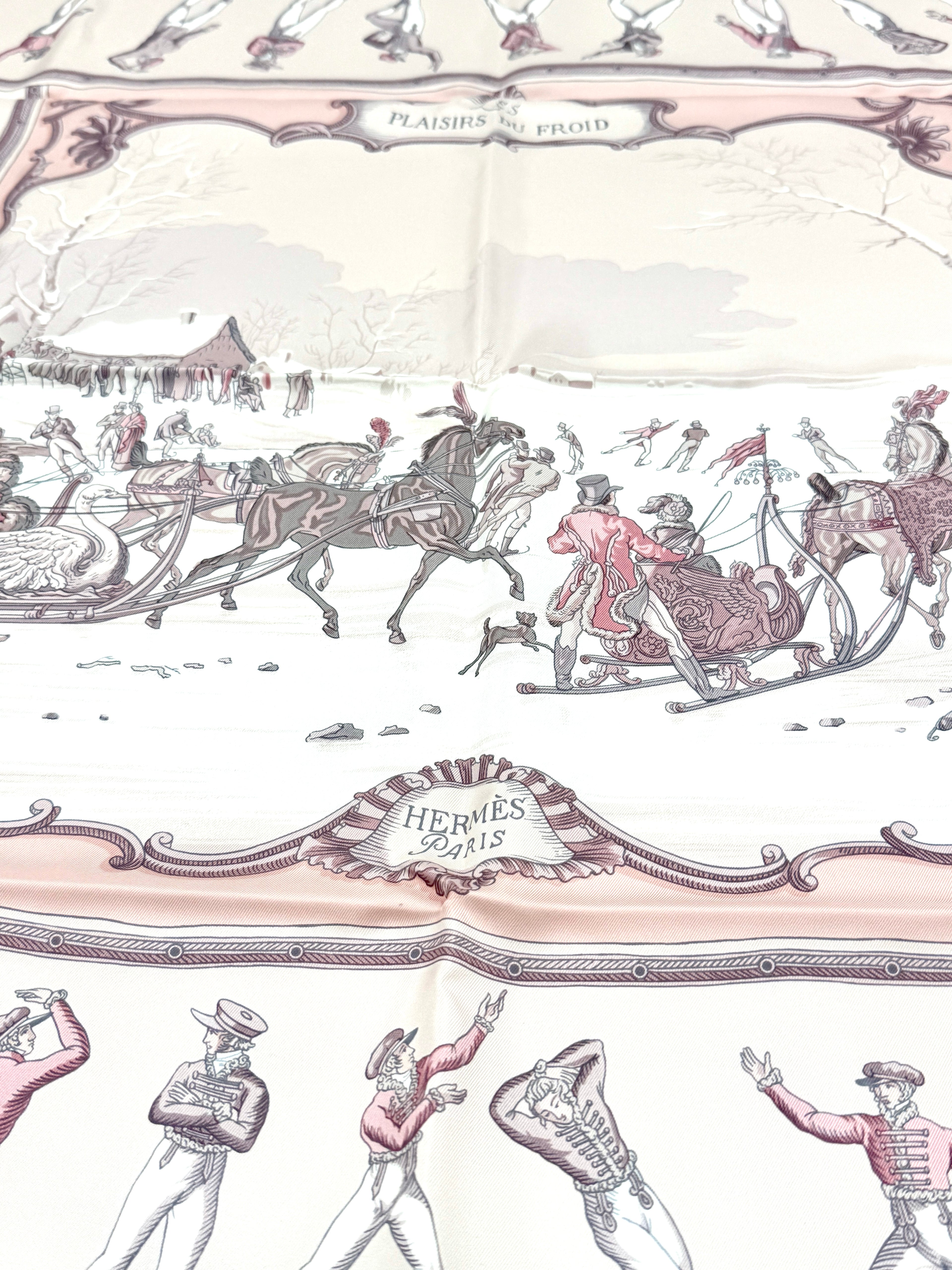 Pre-owned Hermès Plaisirs Du Froid Silk Scarf and Box
