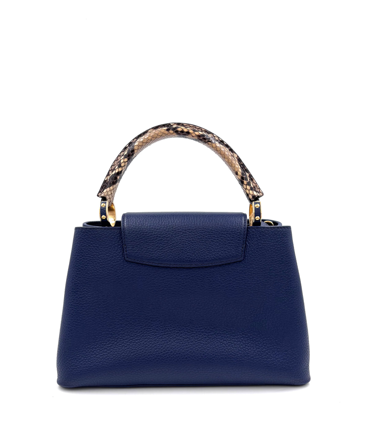 Pre-owned Louis Vuitton Capucines MM Navy Taurillon Python Handle - Authenticated