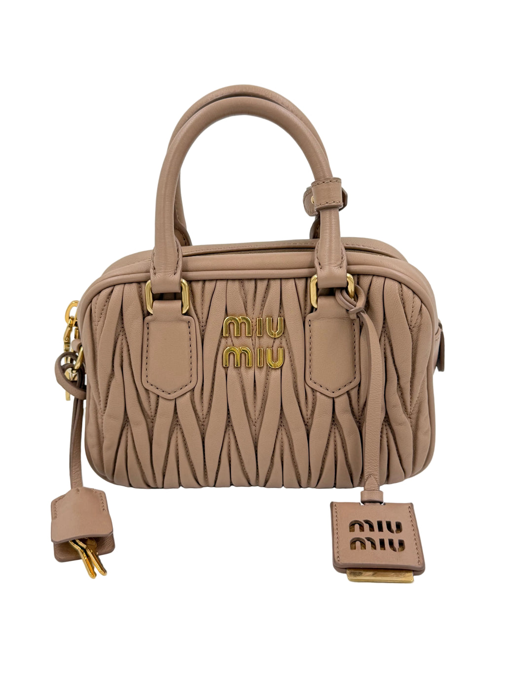 Pre-owned Miu Miu Arcadie Beige Nappa Leather Matelassé - Authenticated