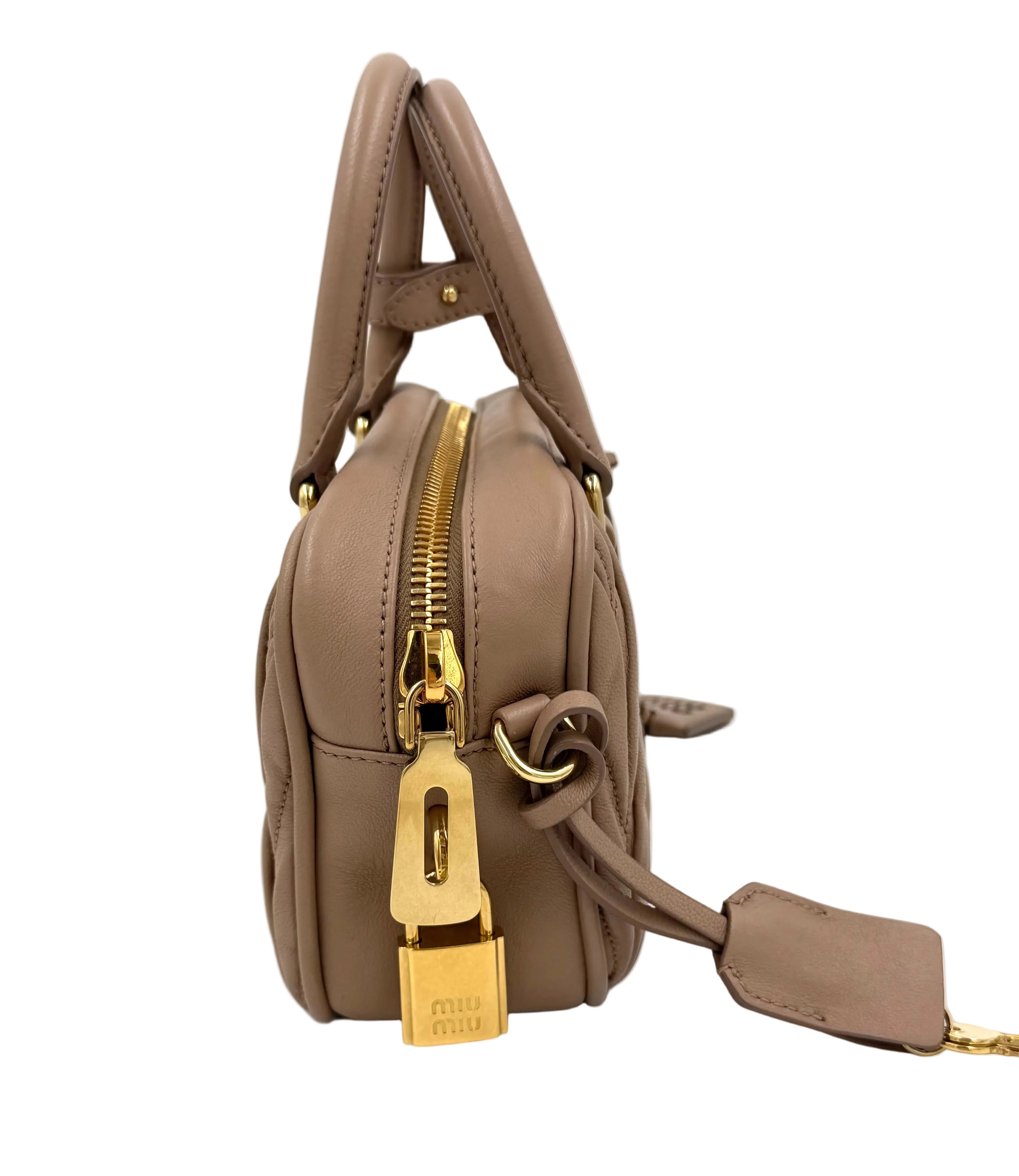 Pre-owned Miu Miu Arcadie Beige Nappa Leather Matelassé - Authenticated