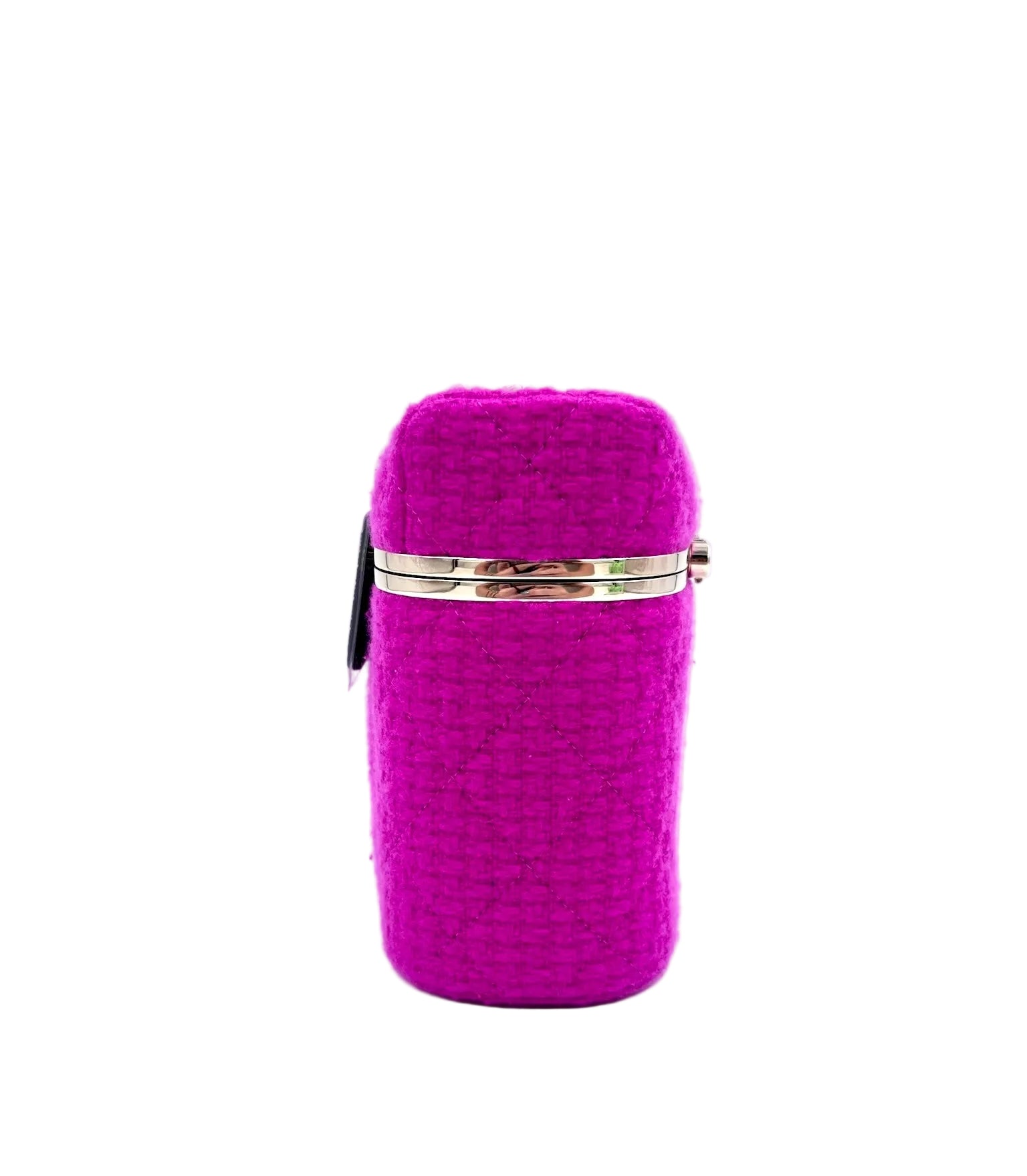 Pre-owned Chanel Quilted Cashmere Tweed Small Logo Vanity Case - Authenticated
