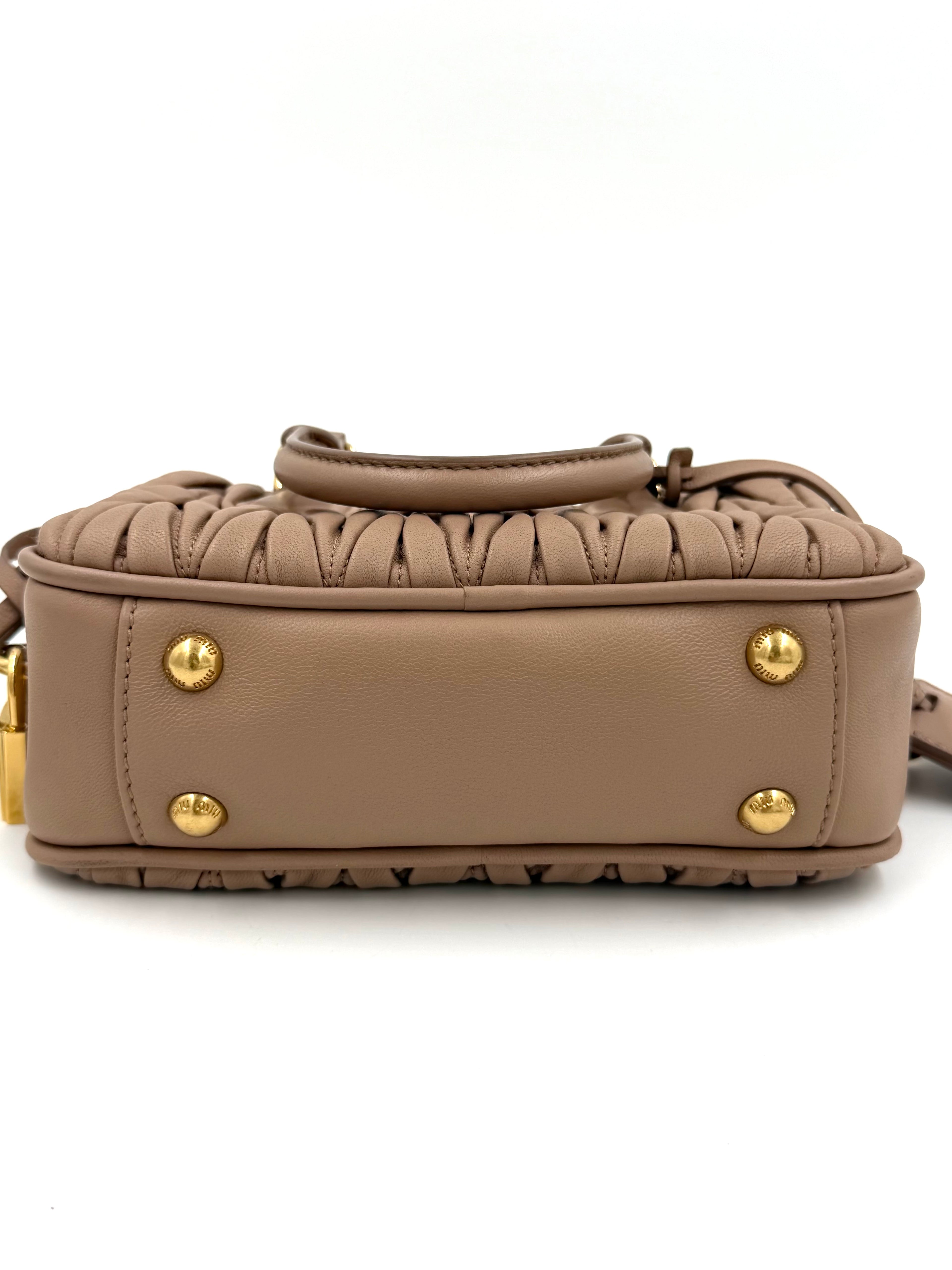 Pre-owned Miu Miu Arcadie Beige Nappa Leather Matelassé - Authenticated