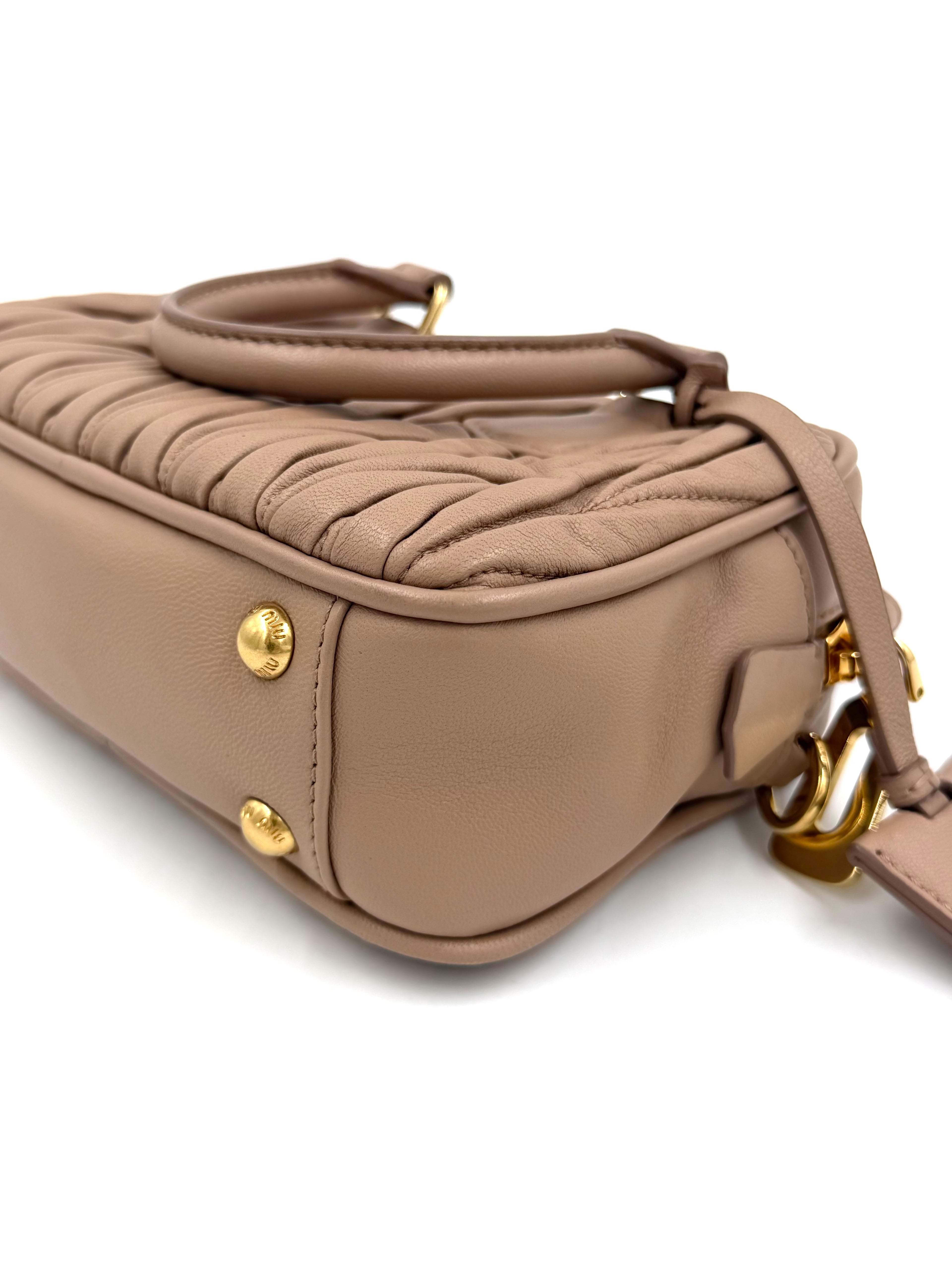 Pre-owned Miu Miu Arcadie Beige Nappa Leather Matelassé - Authenticated