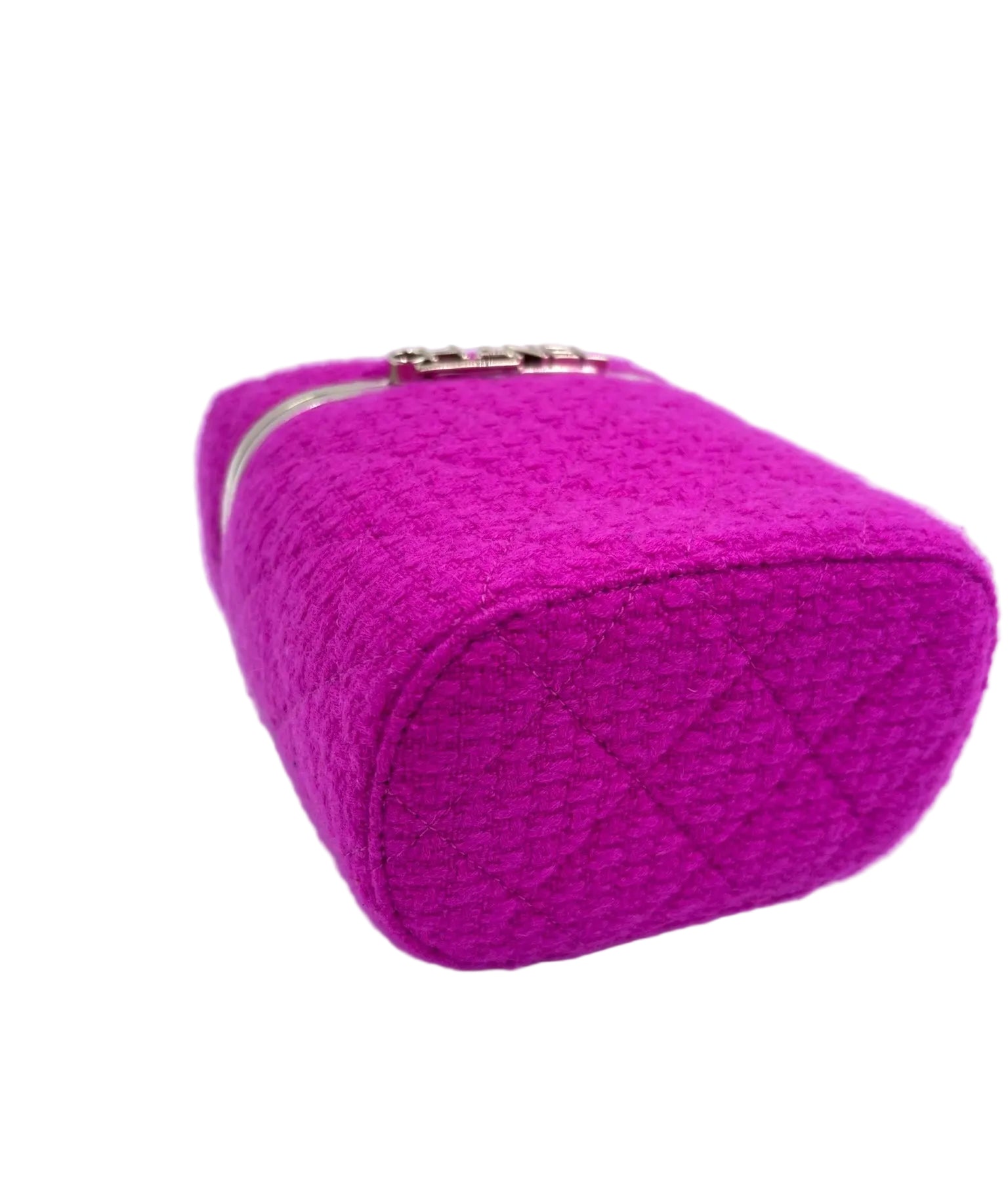 Pre-owned Chanel Quilted Cashmere Tweed Small Logo Vanity Case - Authenticated