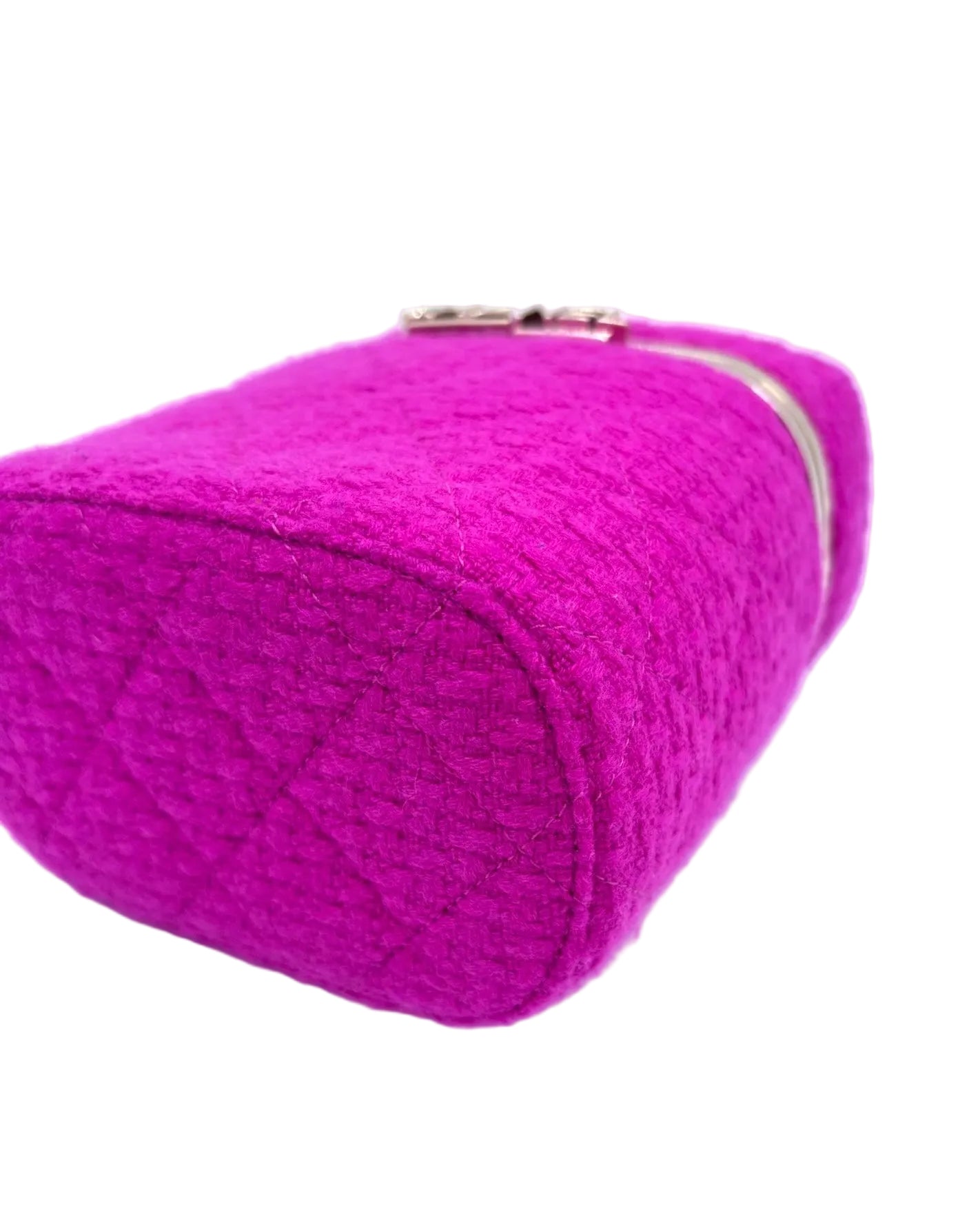 Pre-owned Chanel Quilted Cashmere Tweed Small Logo Vanity Case - Authenticated