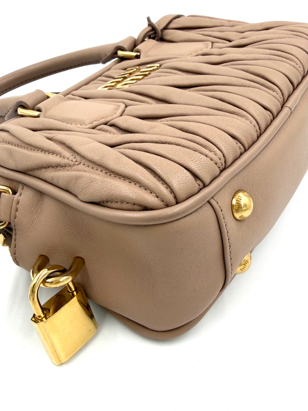 Pre-owned Miu Miu Arcadie Beige Nappa Leather Matelassé - Authenticated