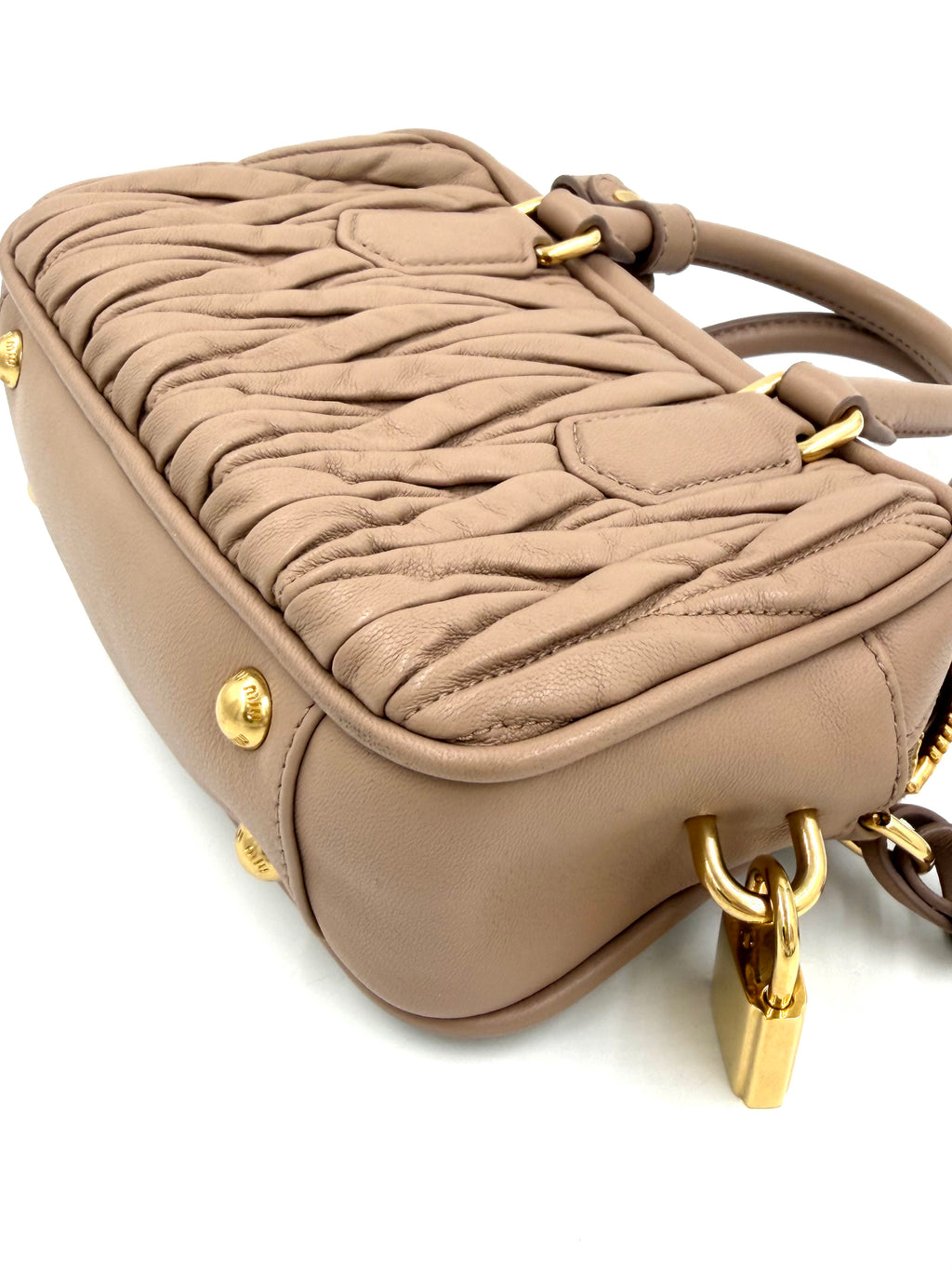 Pre-owned Miu Miu Arcadie Beige Nappa Leather Matelassé - Authenticated