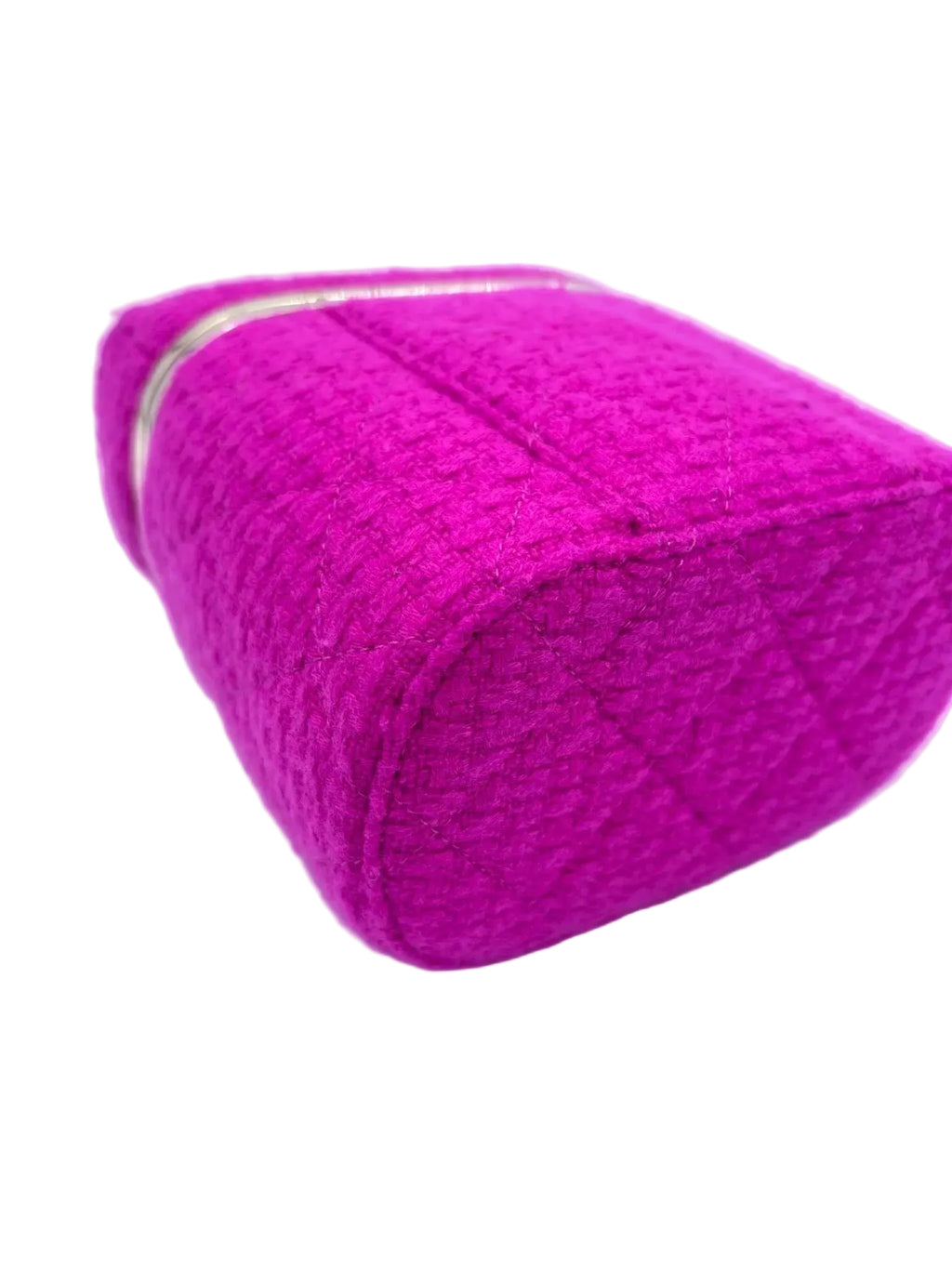 Pre-owned Chanel Quilted Cashmere Tweed Small Logo Vanity Case - Authenticated