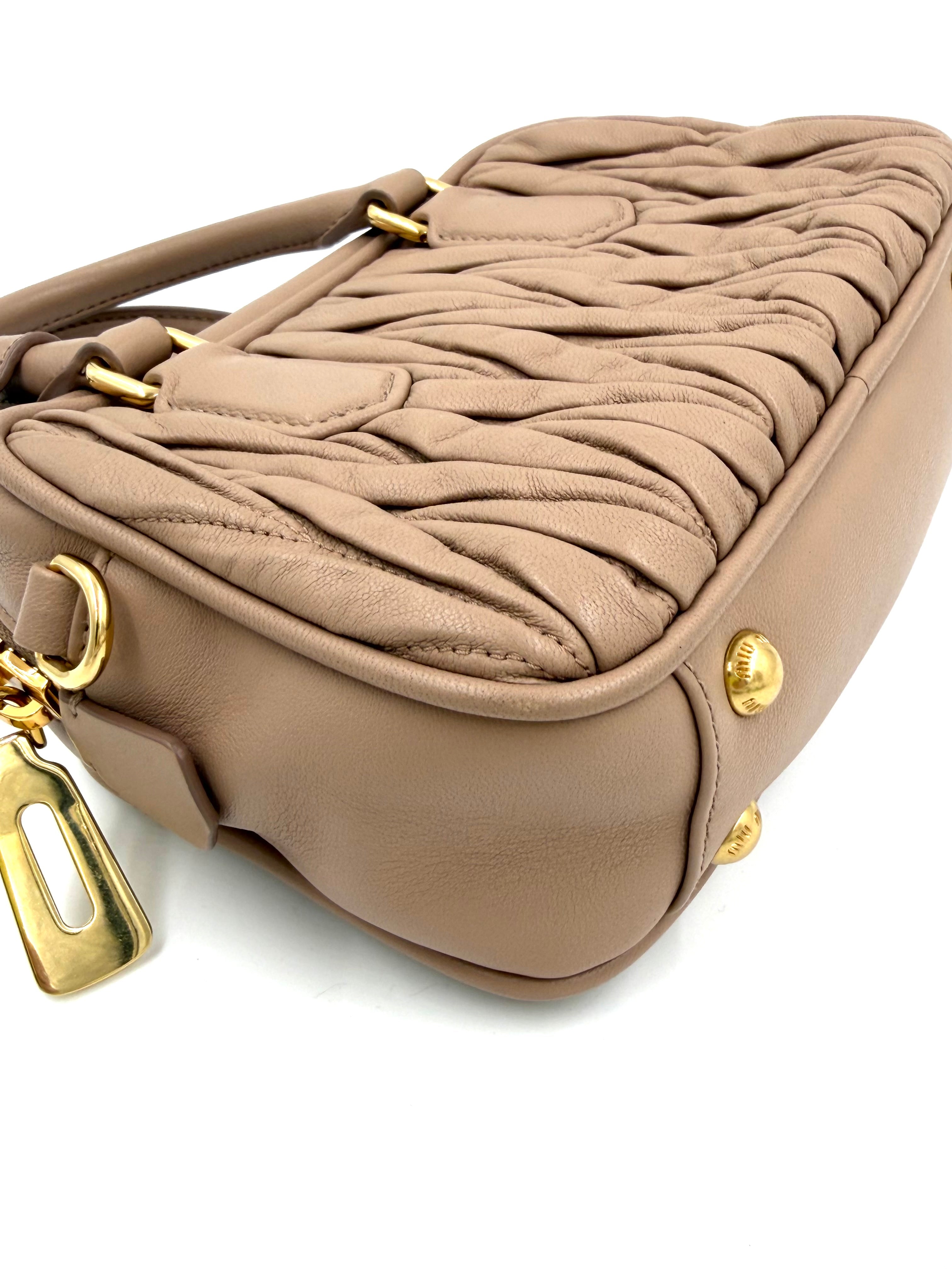Pre-owned Miu Miu Arcadie Beige Nappa Leather Matelassé - Authenticated
