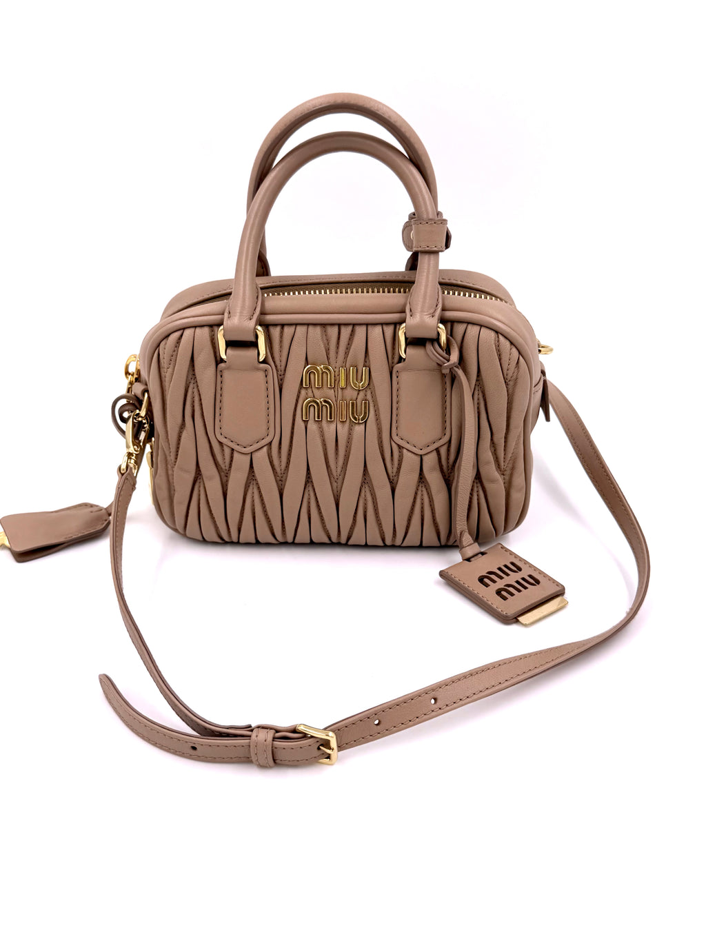 Pre-owned Miu Miu Arcadie Beige Nappa Leather Matelassé - Authenticated