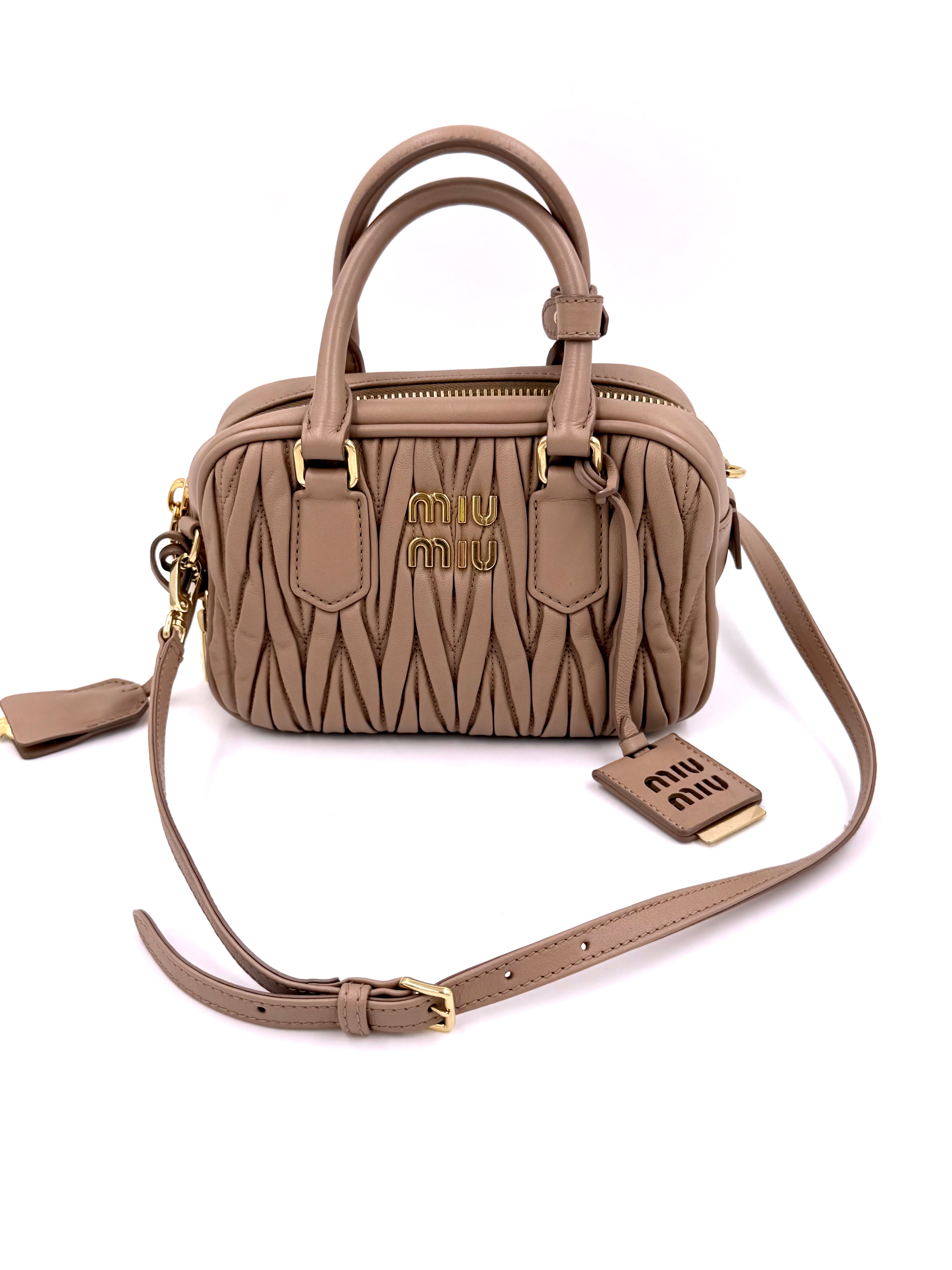 Pre-owned Miu Miu Arcadie Beige Nappa Leather Matelassé - Authenticated