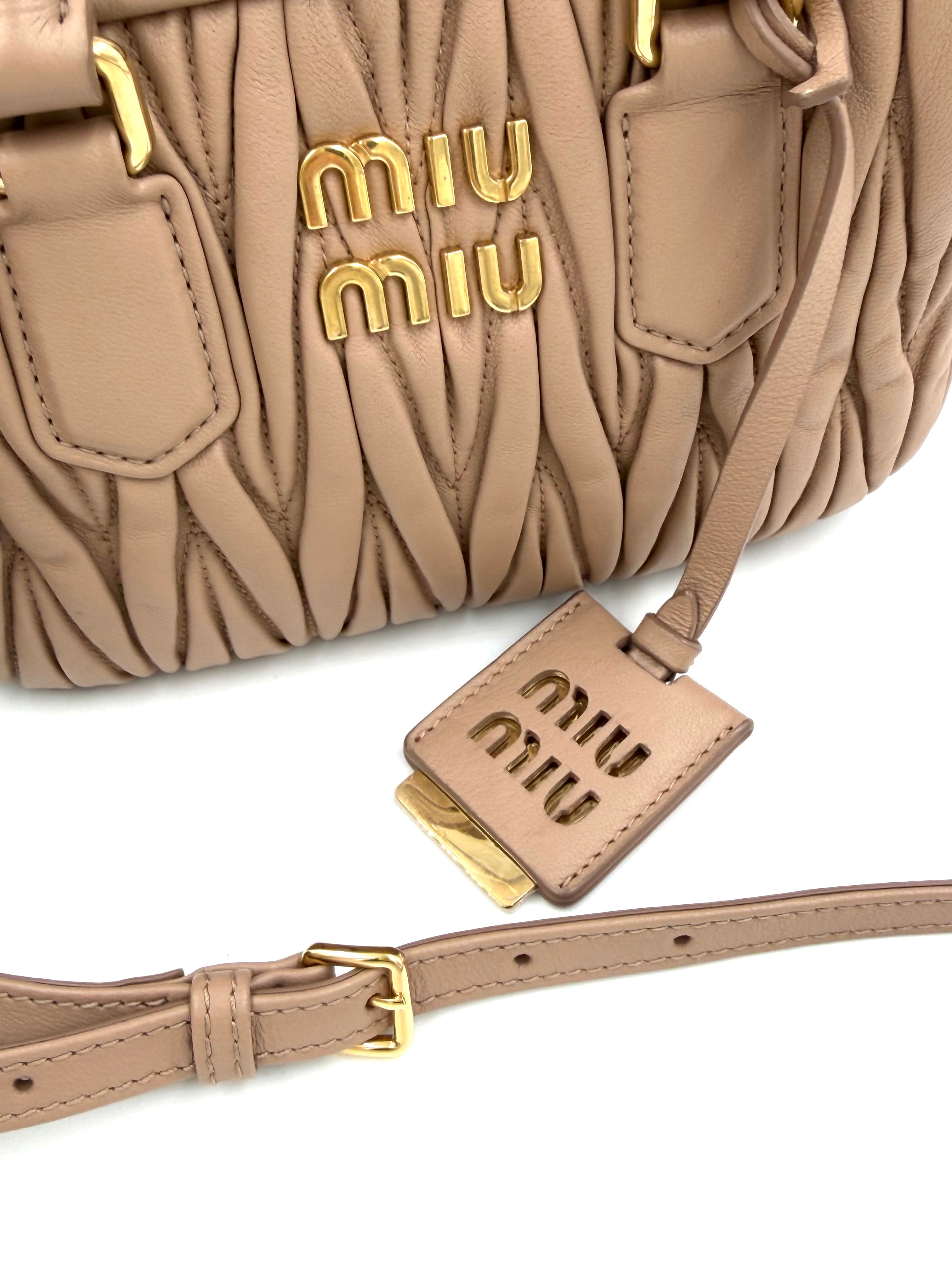 Pre-owned Miu Miu Arcadie Beige Nappa Leather Matelassé - Authenticated