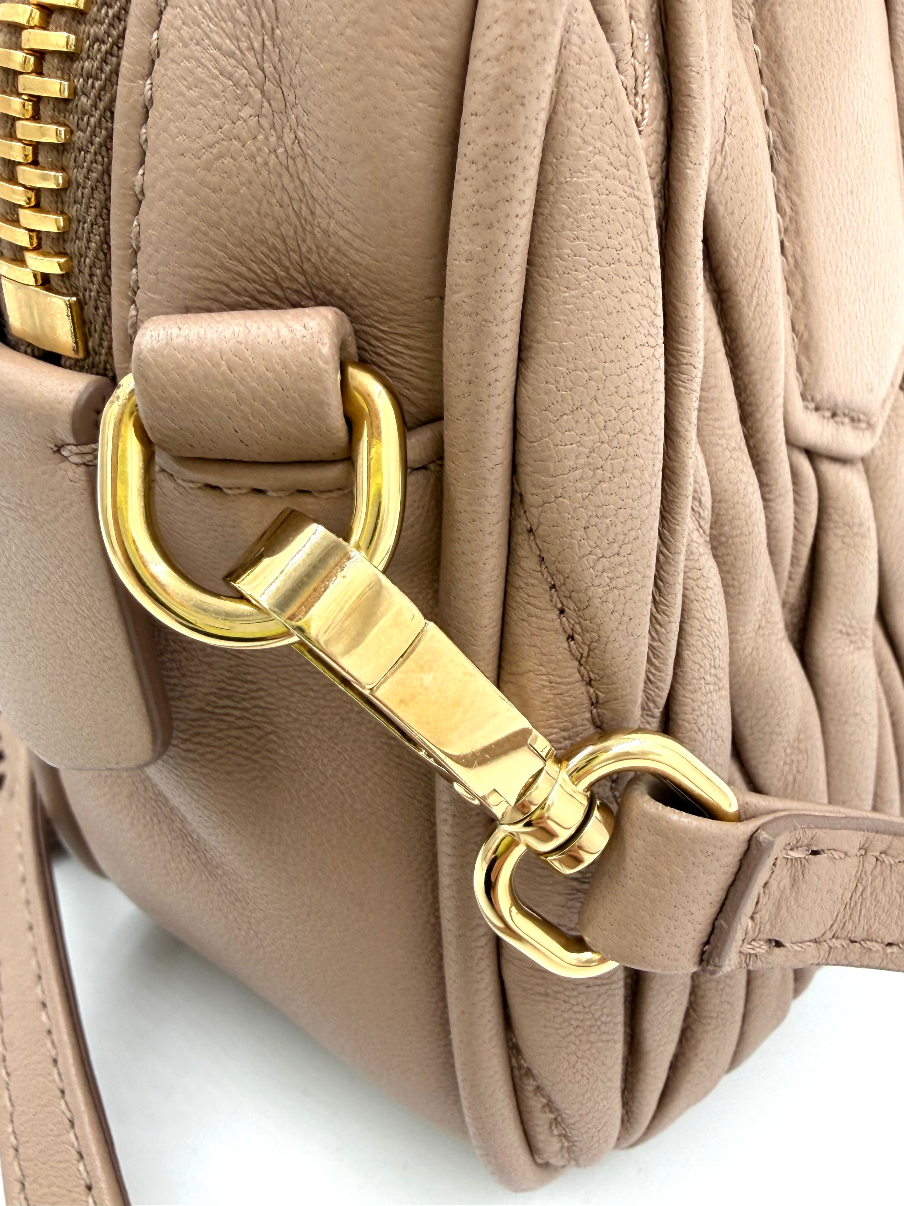 Pre-owned Miu Miu Arcadie Beige Nappa Leather Matelassé - Authenticated