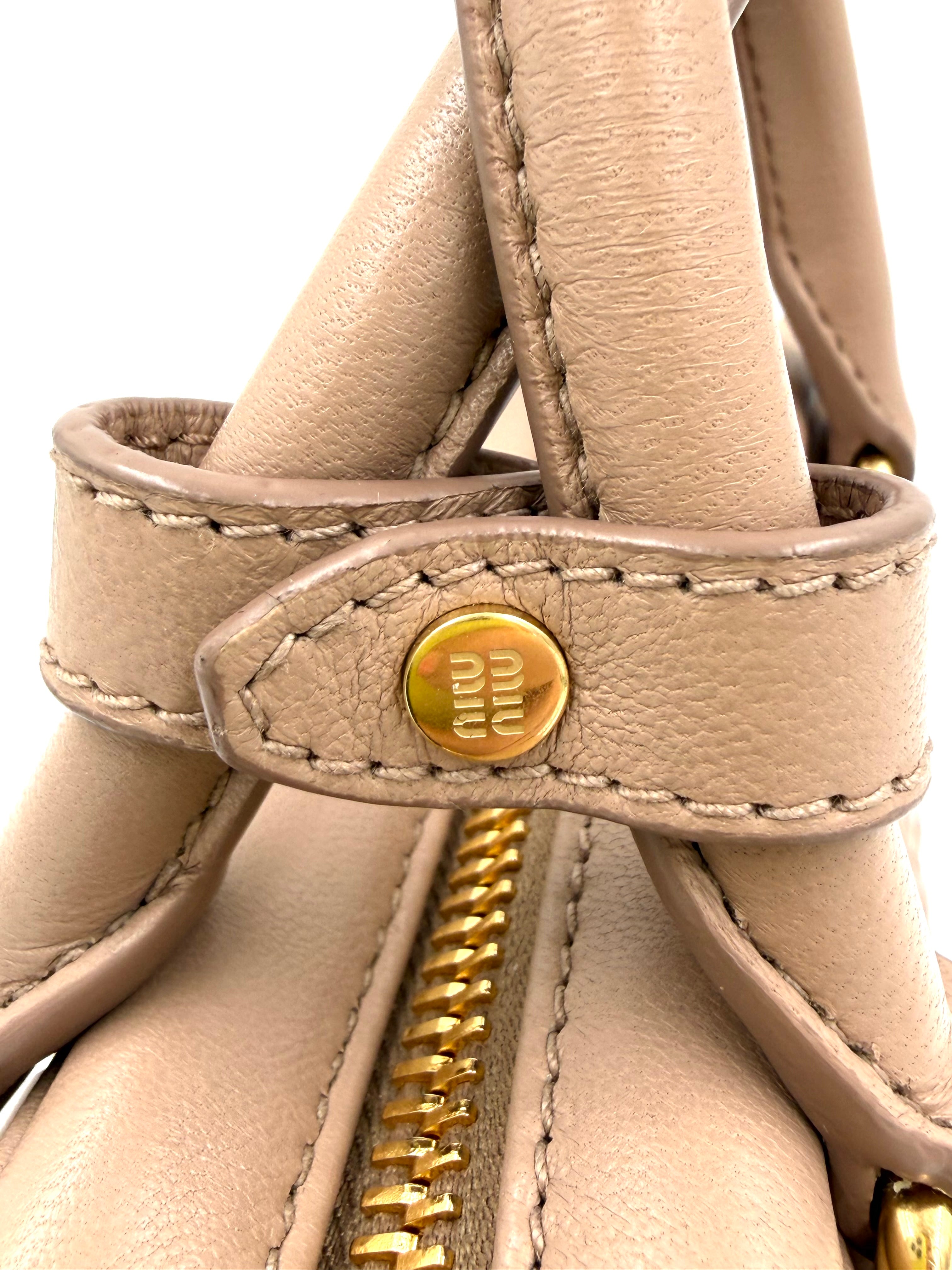 Pre-owned Miu Miu Arcadie Beige Nappa Leather Matelassé - Authenticated