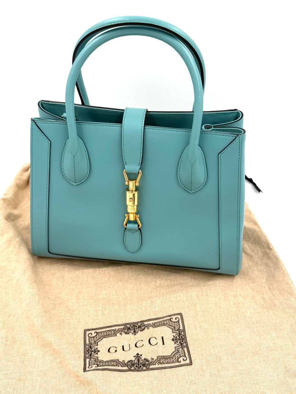 Pre-owned Gucci Jackie 1961 Medium Tote, Dusty Azure Calfskin - Authenticated