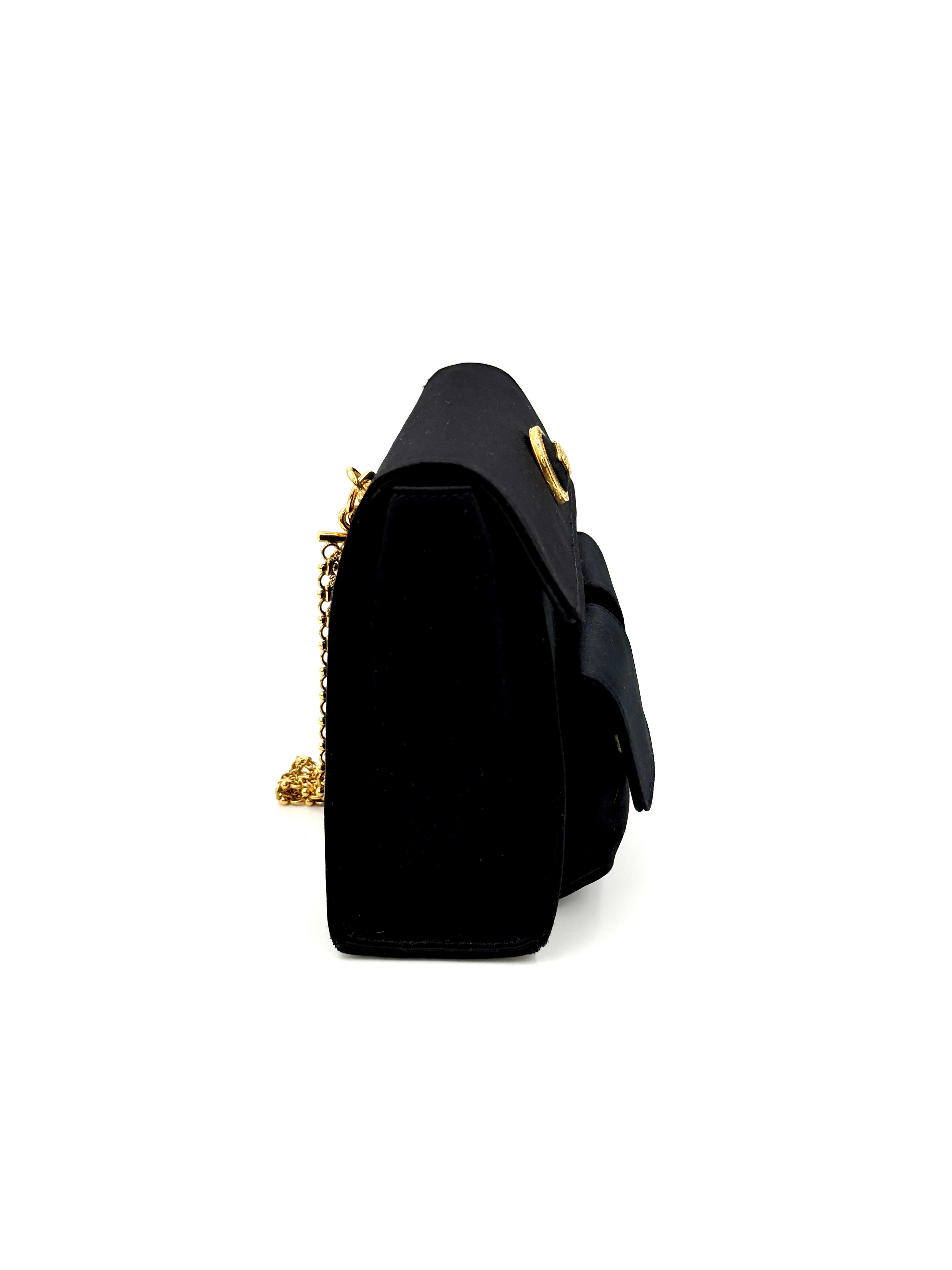 Pre-Owned Versace Satin Cargo Evening Bag with Chain Handle - Authenticated