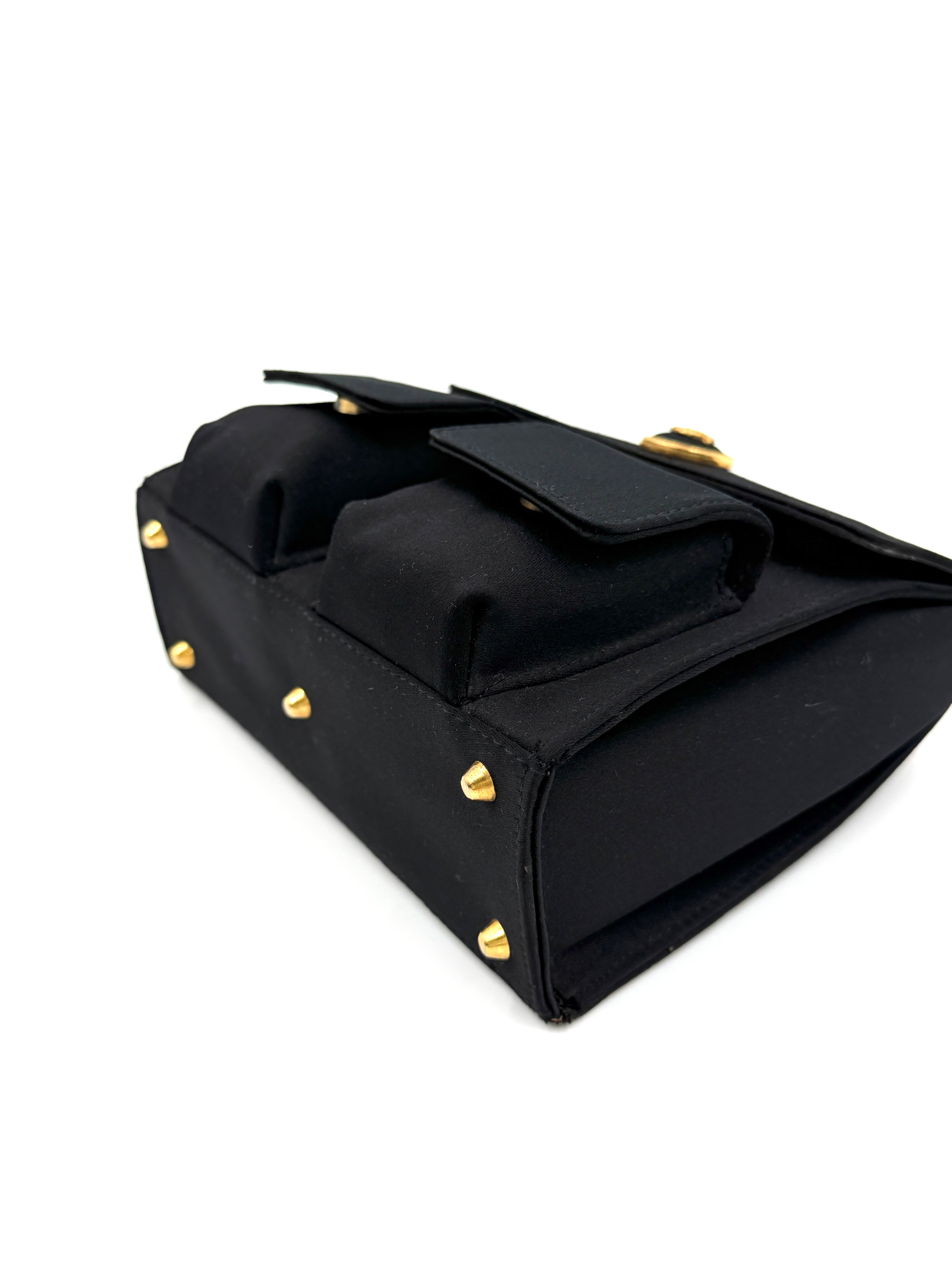 Pre-Owned Versace Satin Cargo Evening Bag with Chain Handle - Authenticated
