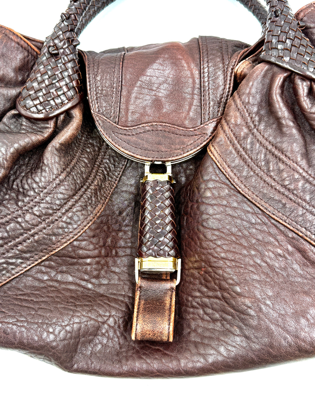 Pre-owned Fendi Spy Bag Brown Grained Leather - Authenticated