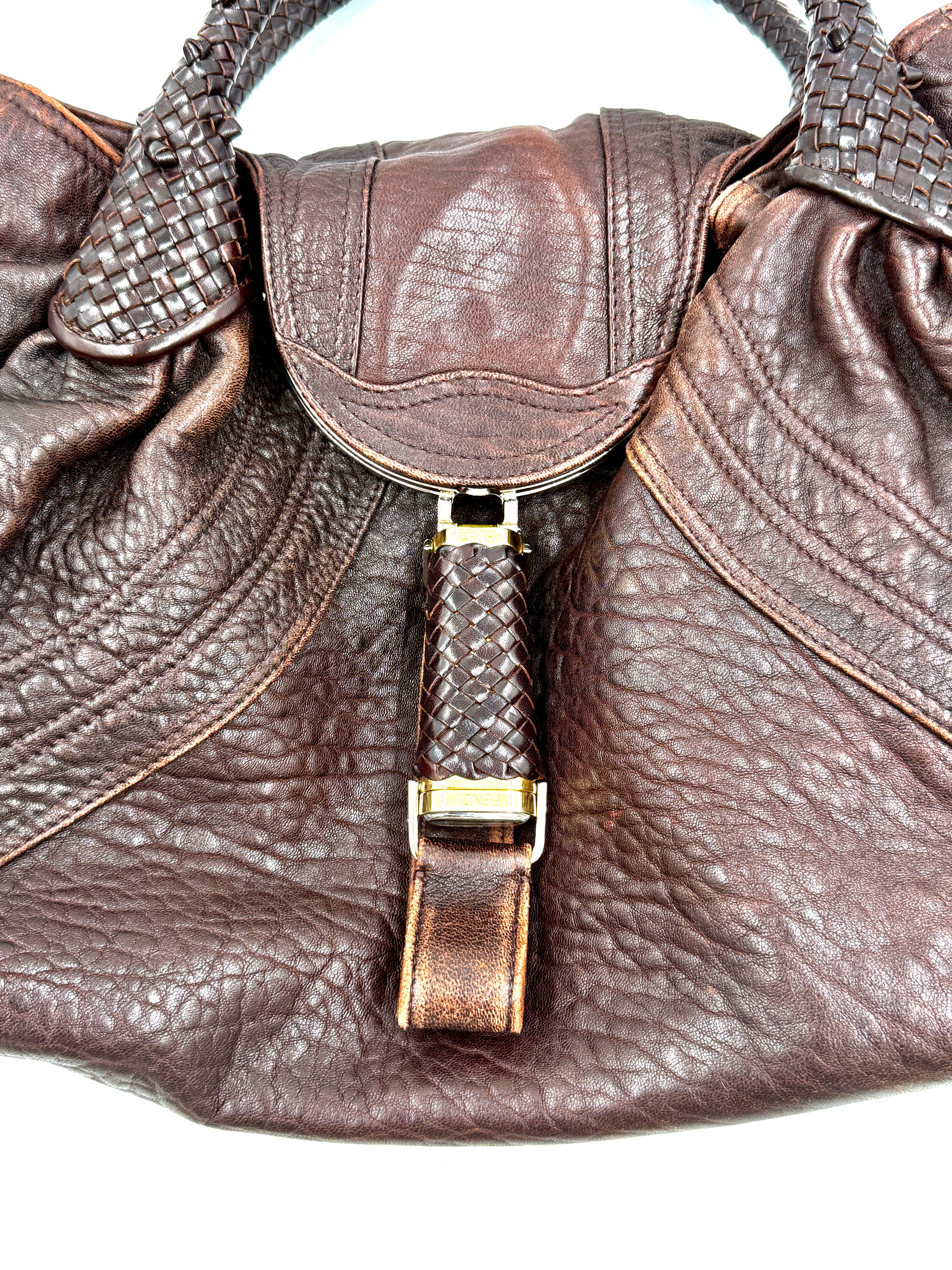 Pre-owned Fendi Spy Bag Brown Grained Leather - Authenticated