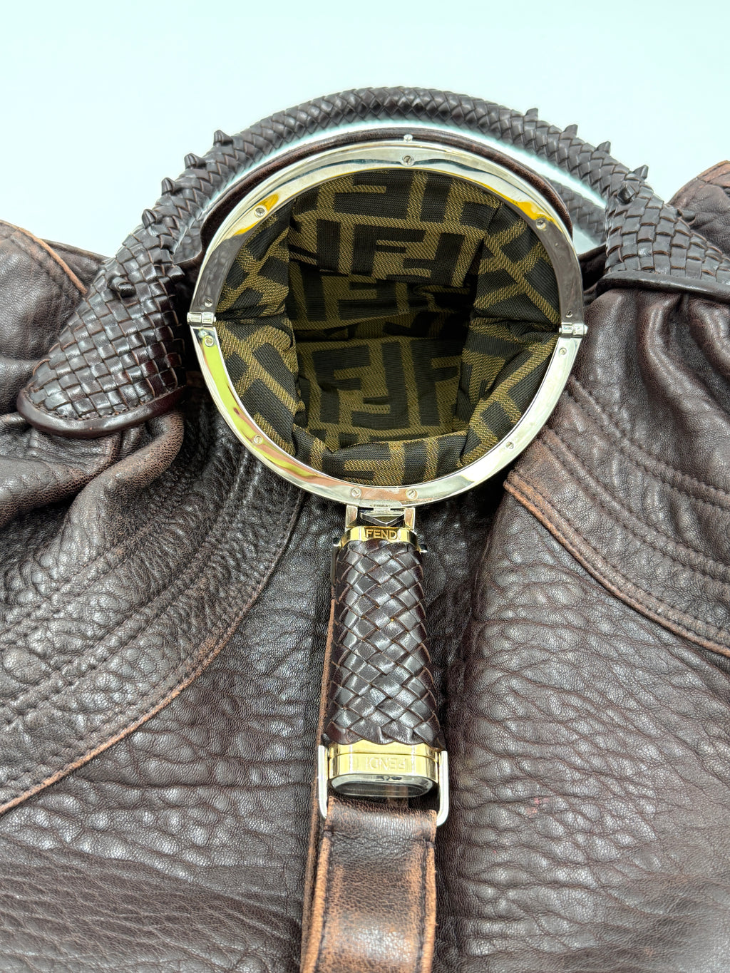 Pre-owned Fendi Spy Bag Brown Grained Leather - Authenticated