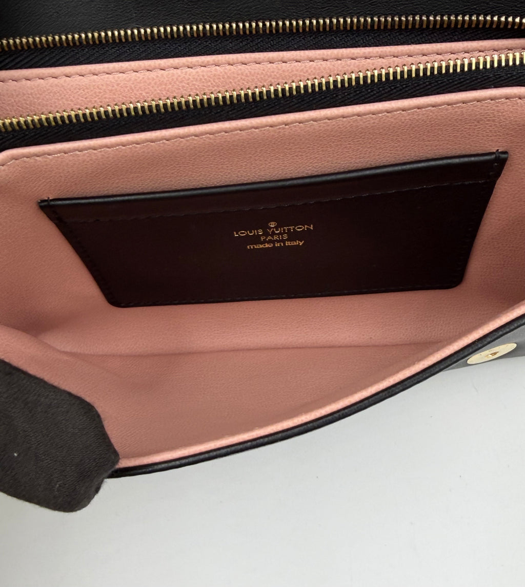 Pre-owned Louis Vuitton Pochette Coussin Black Embossed Lambskin Gold Hardware - Authenticated