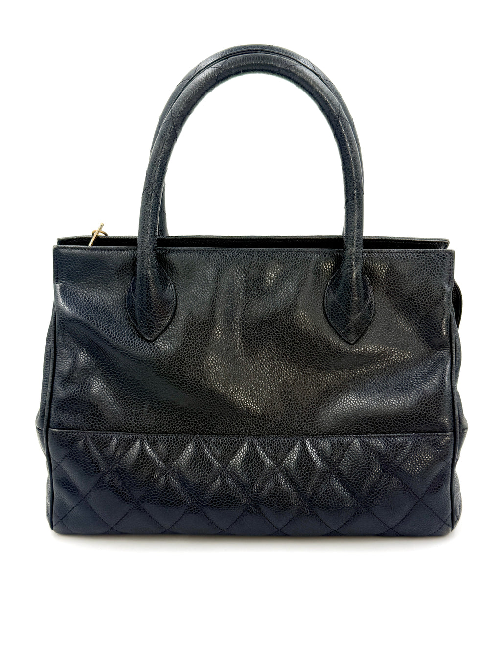 Pre-Owned Chanel Runway Dark Navy Caviar Doctors Handbag Gold Accent - Authenticated
