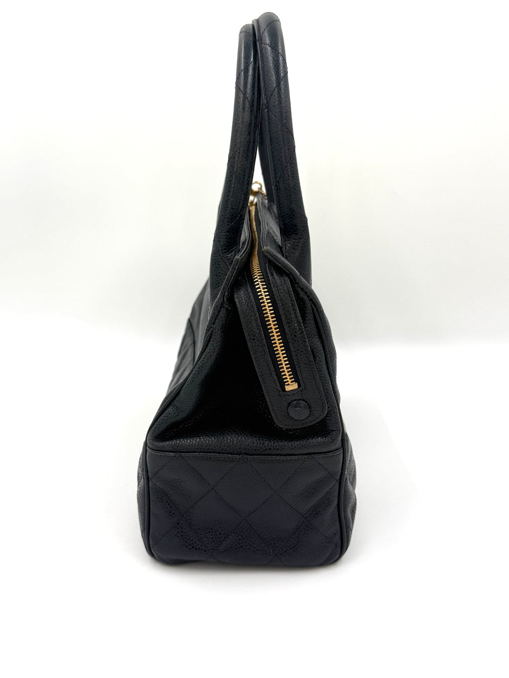 Pre-Owned Chanel Runway Dark Navy Caviar Doctors Handbag Gold Accent - Authenticated