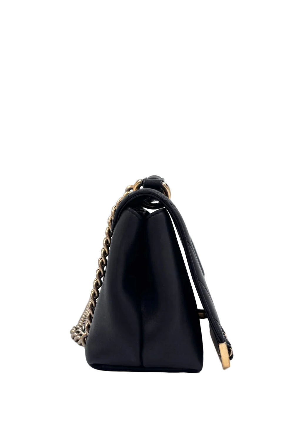 Pre-owned Chanel 2017-2018 Chevron Sheepskin Stitched Chain Top Handle & Crossbody Flap Satchel - Authenticated